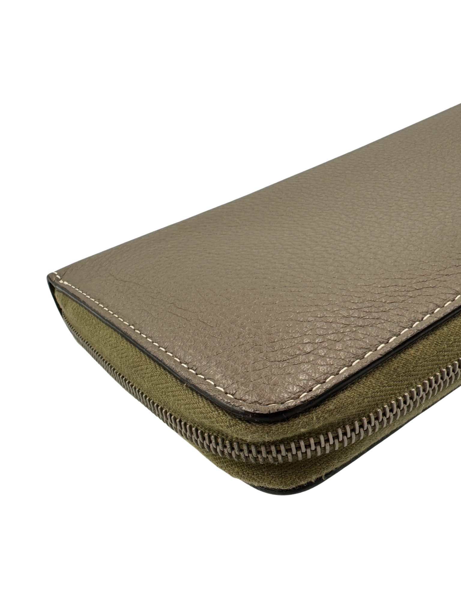 Long Continental Zip Around Wallet in Taupe Leather