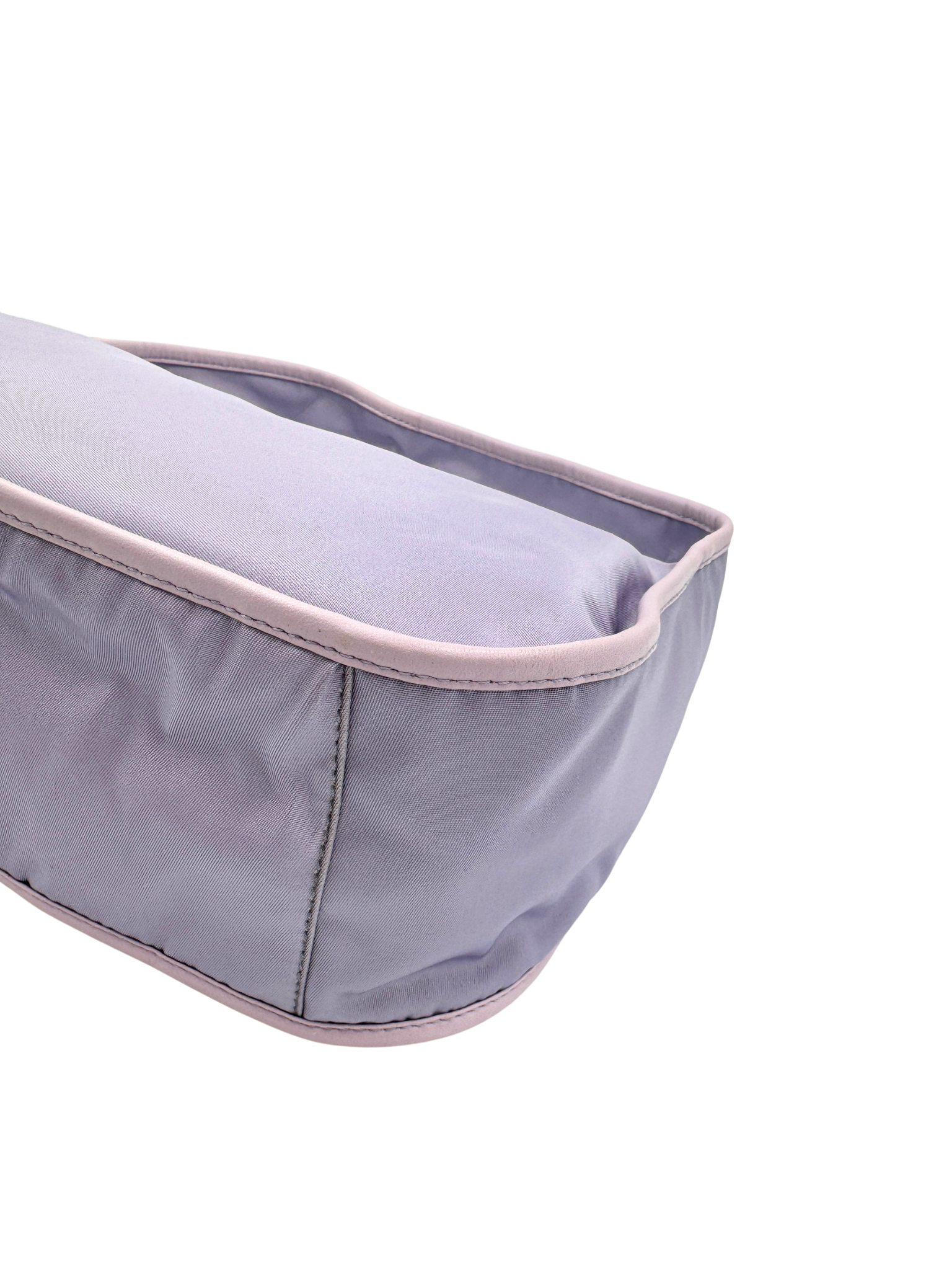 Classic Triangle Logo Plate Shoulder Bag in Lilac Nylon with Leather Trim