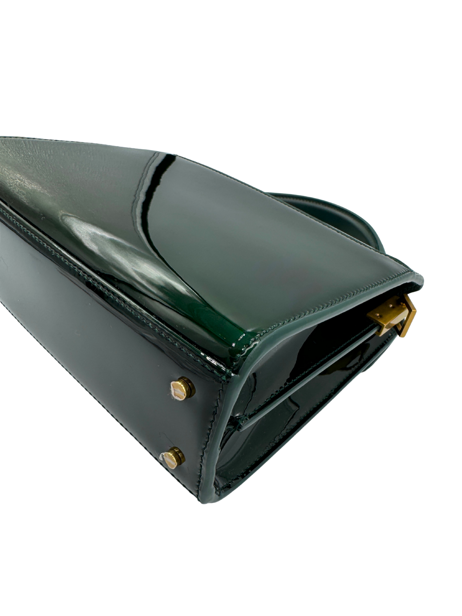 2025 Mini Cassandra Top Handle Shoulder Bag in Fir Leaf Green Patent Leather