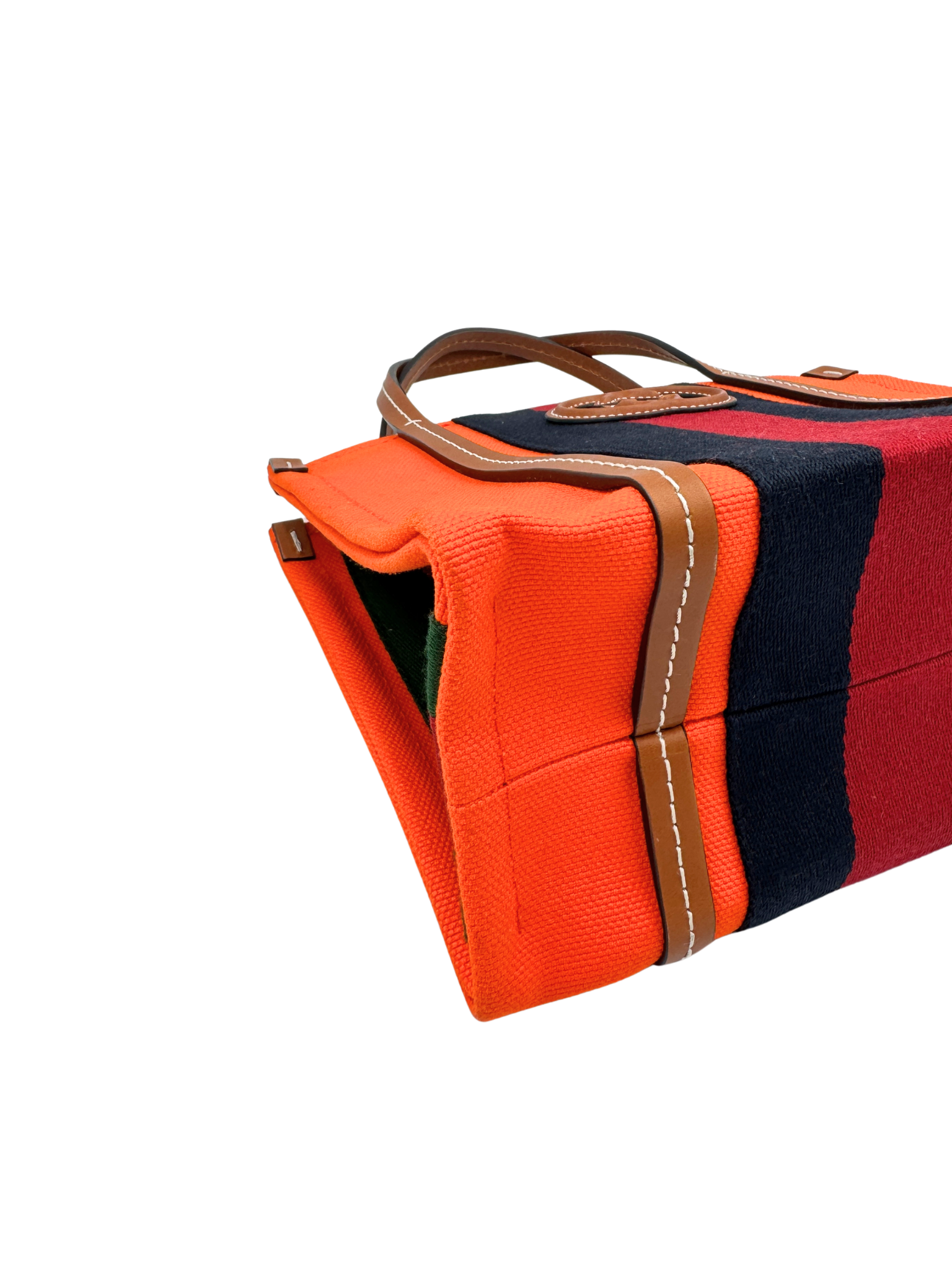 Small Interlocking GG Web Shopping Tote Bag with Top Handle in Orange Canvas