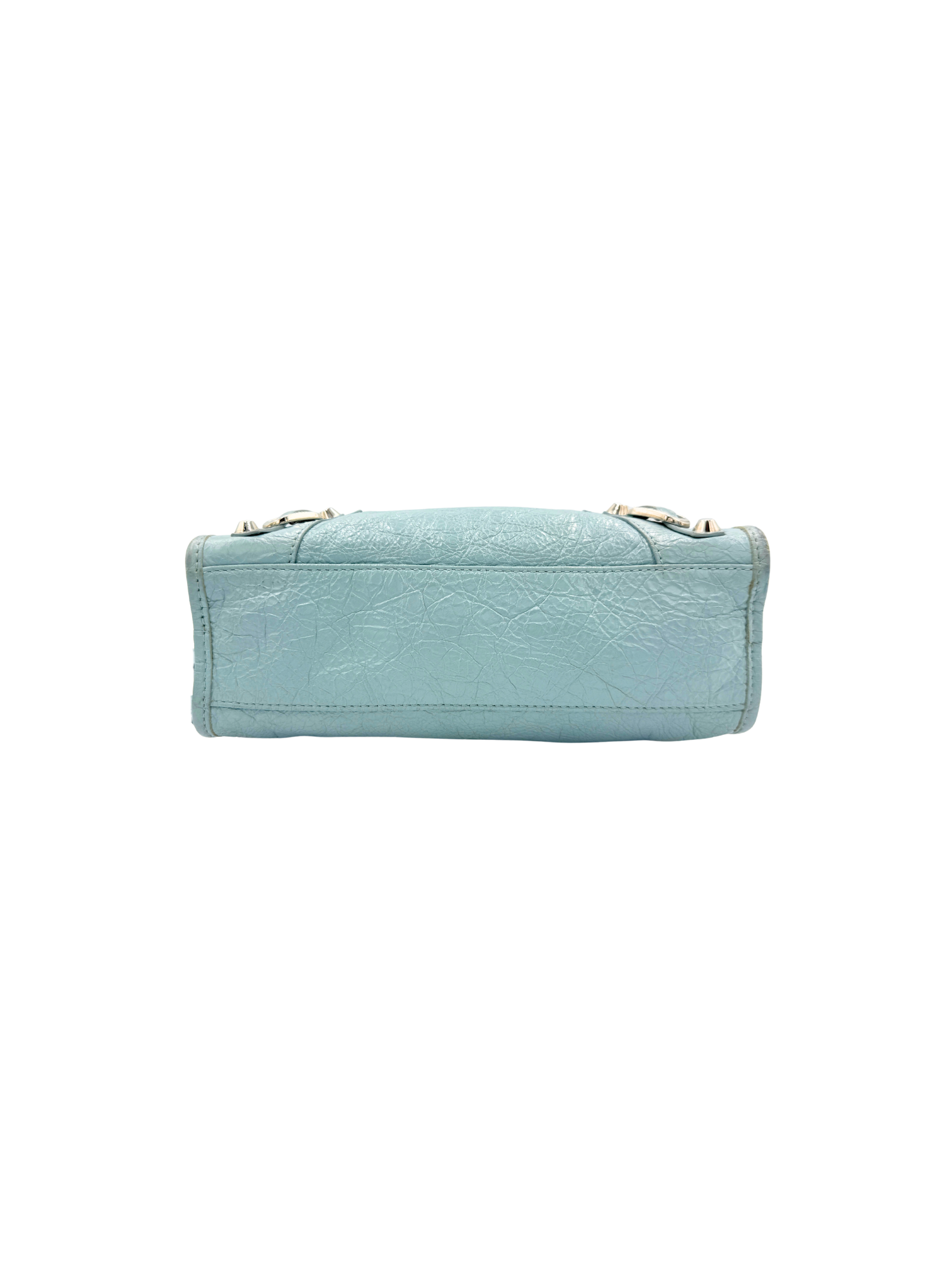 Classic Mini City Shoulder Bag in Blue Agneau Lambskin Leather