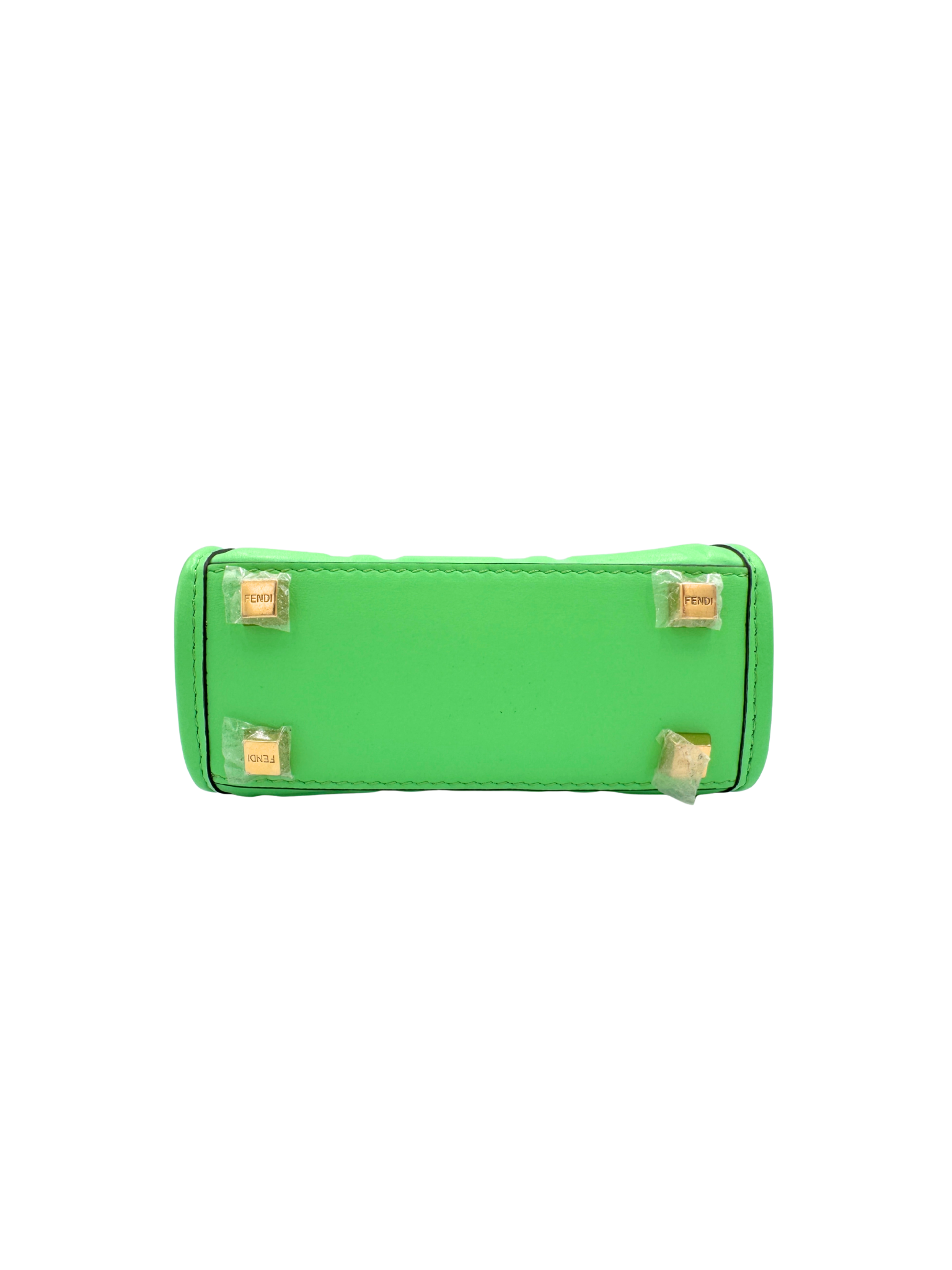 FF Mini Sunshine Shopping Tote Bag with Top Handle in Green Leather