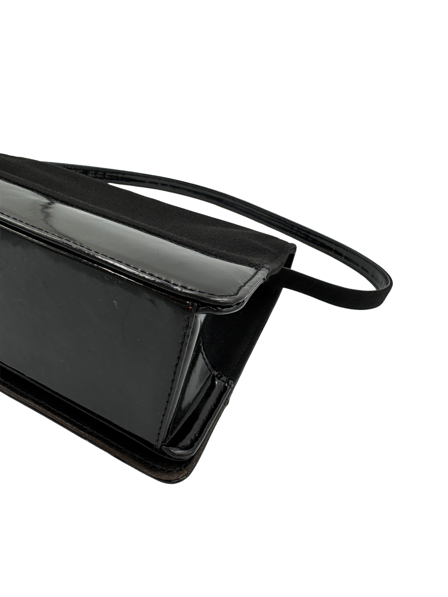Vintage Shoulder Flap Bag with CC Accent in Black Jersey with Patent Leather Accents