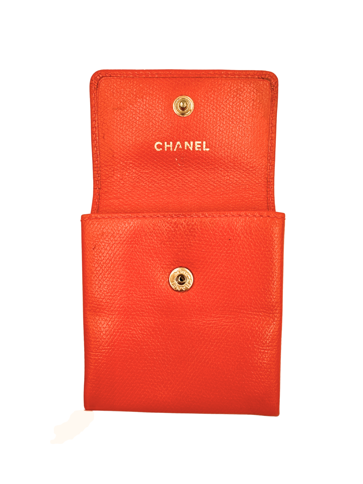 Vintage CC Compact Wallet in Orange Calfskin Leather