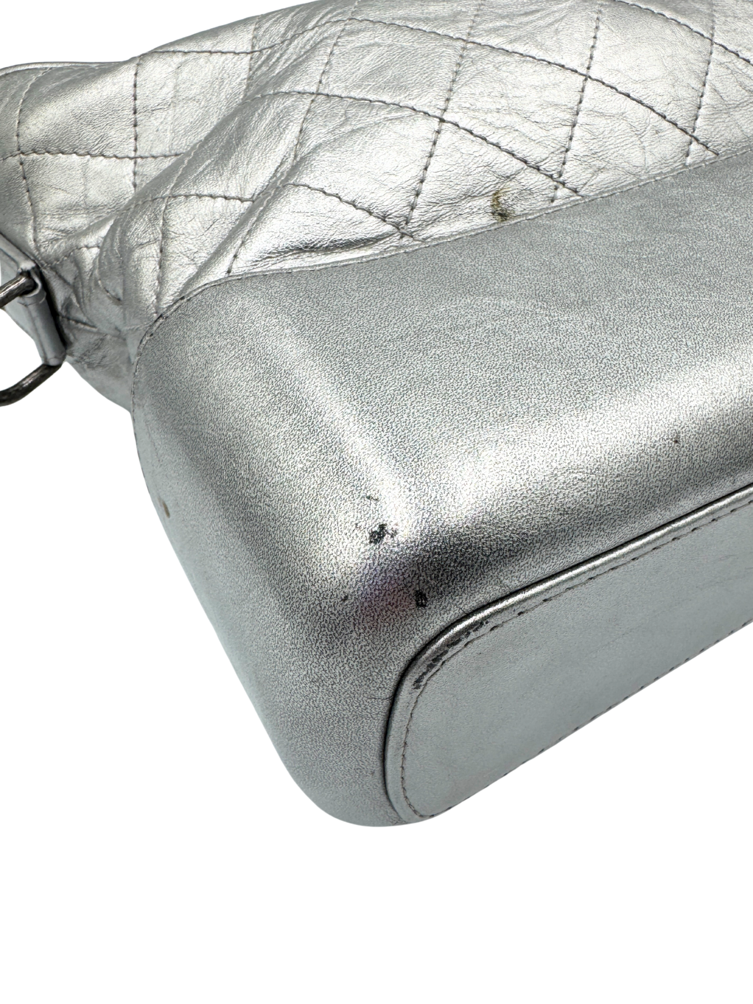 Medium Gabrielle Hobo Shoulder Bag in Aged Silver Calfskin Leather