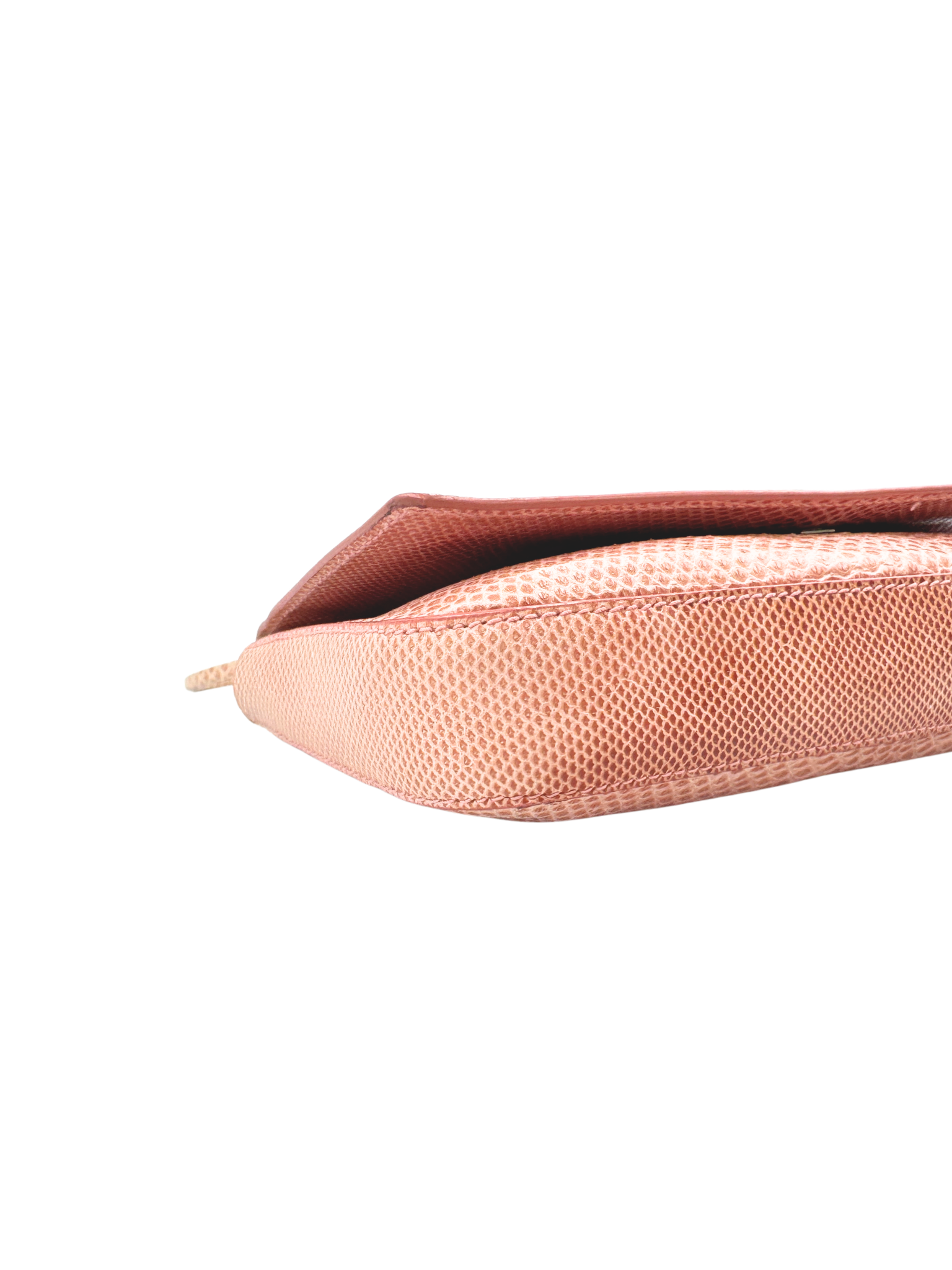Vintage Tom Ford Era Lizard Metal Bar Shoulder Bag in Blush Pink Lizard