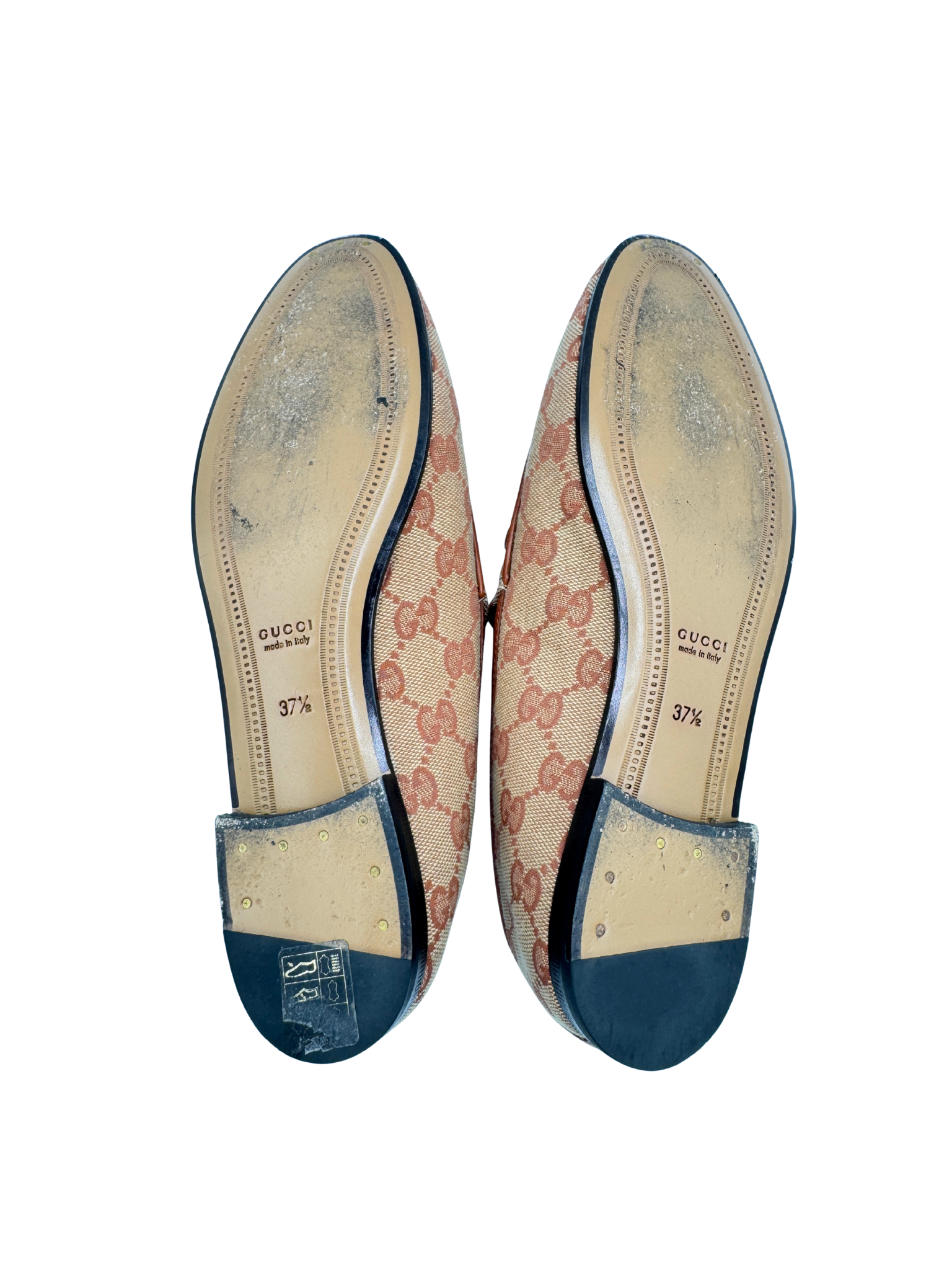 Size 37.5 Jordaan GG Supreme Horsebit Loafers in Beige & Brick Red Ruggine Rust Monogram Canvas