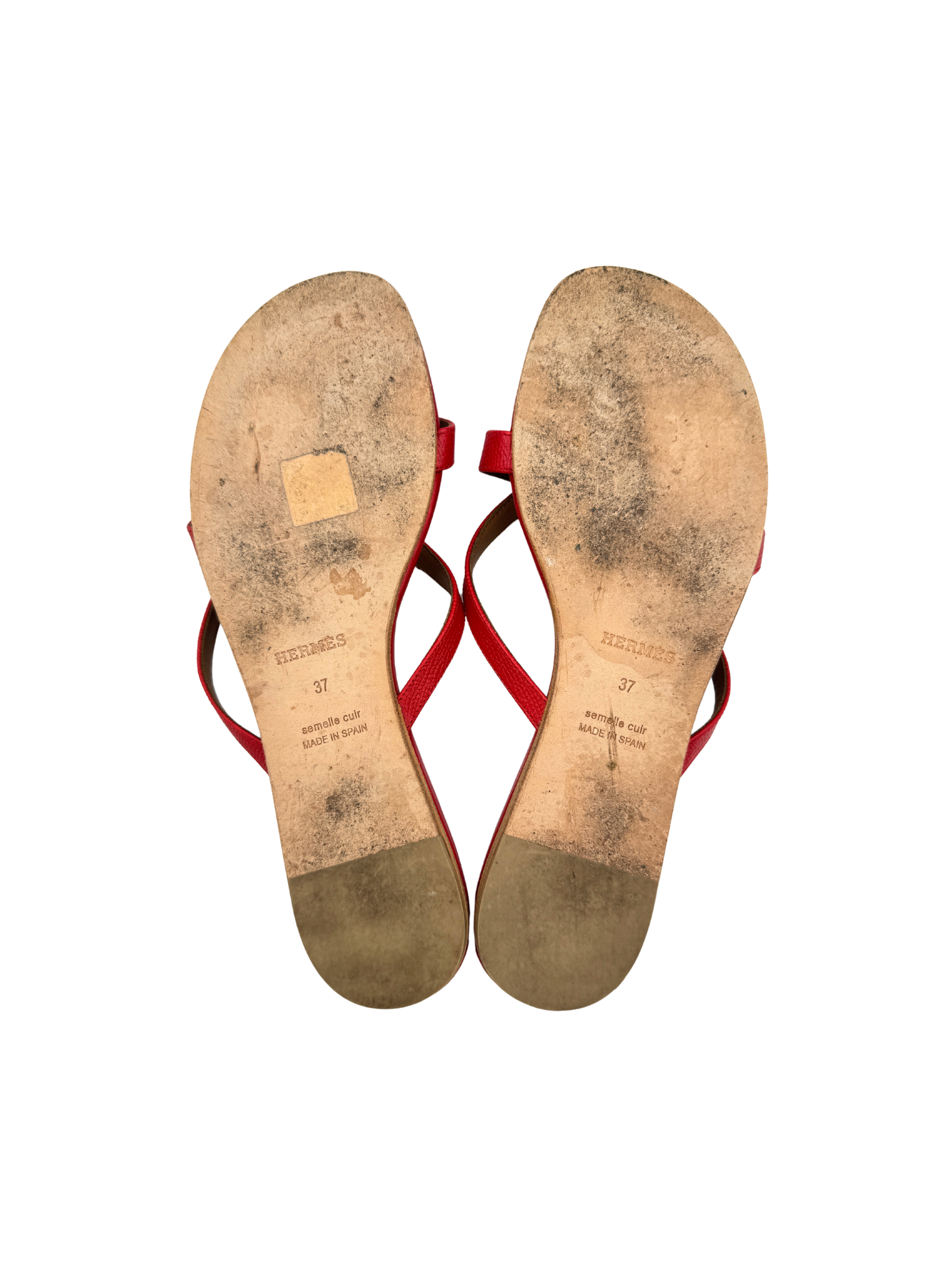 Size 37 Corfou Rivale Flat Thong Sandals in Red Leather
