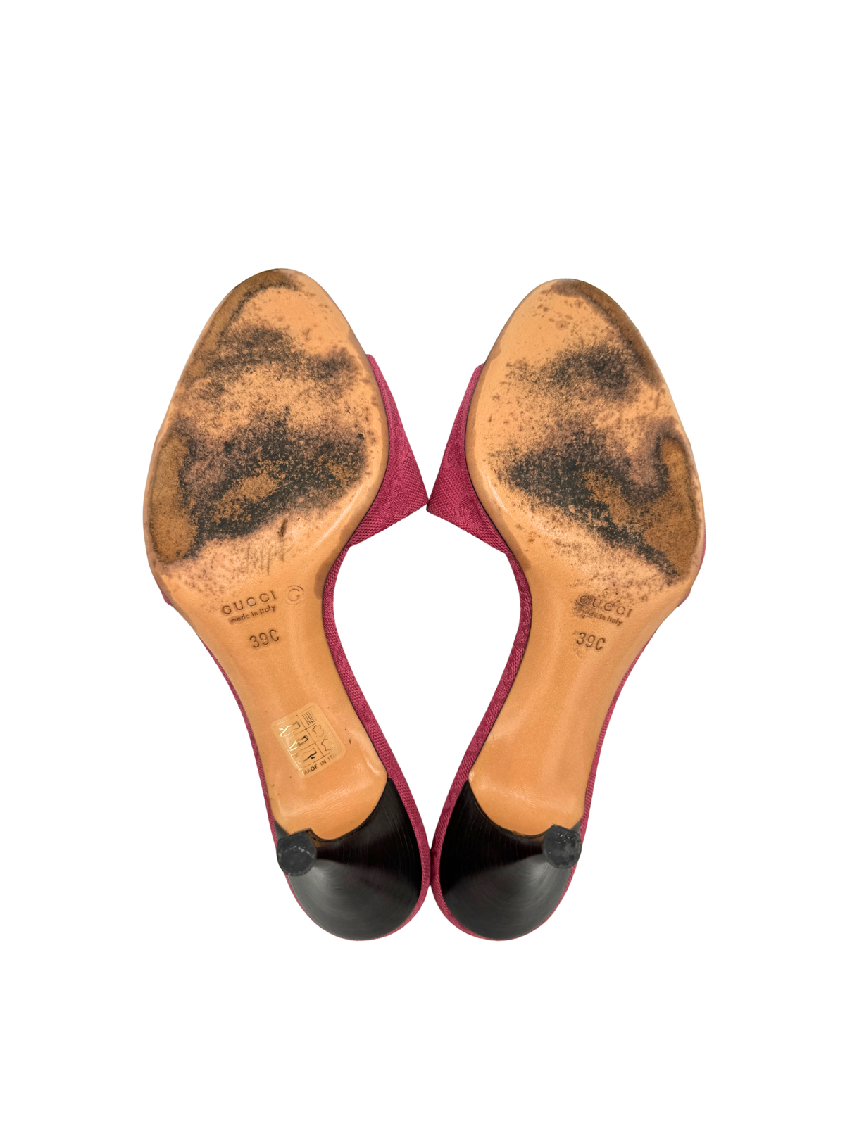 Size 39 GG Logo Slip-On Mule Sandals in Burgundy Monogram GG Supreme Canvas