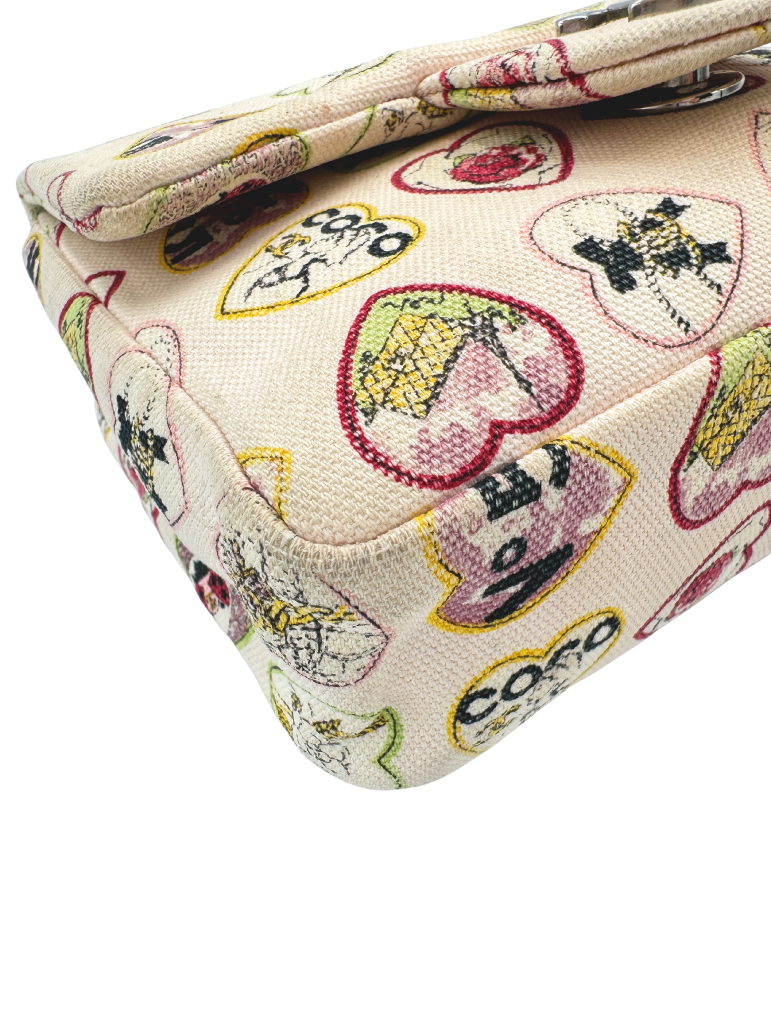 Limited-Edition Valentine's Collection Sweetheart Square Mini Classic Flap Bag in Heart Printed Ivory Canvas