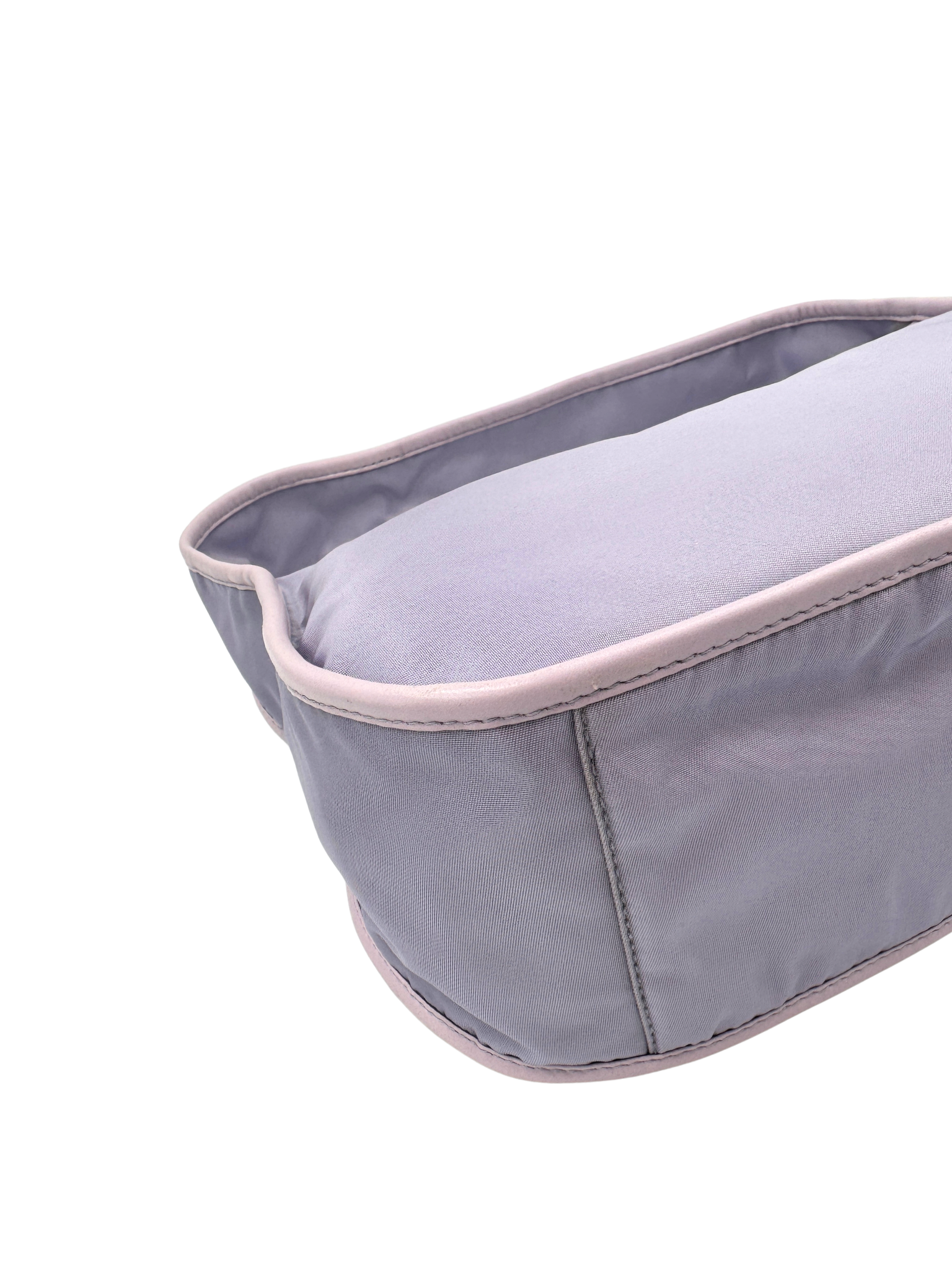 Classic Triangle Logo Plate Shoulder Bag in Lilac Nylon with Leather Trim