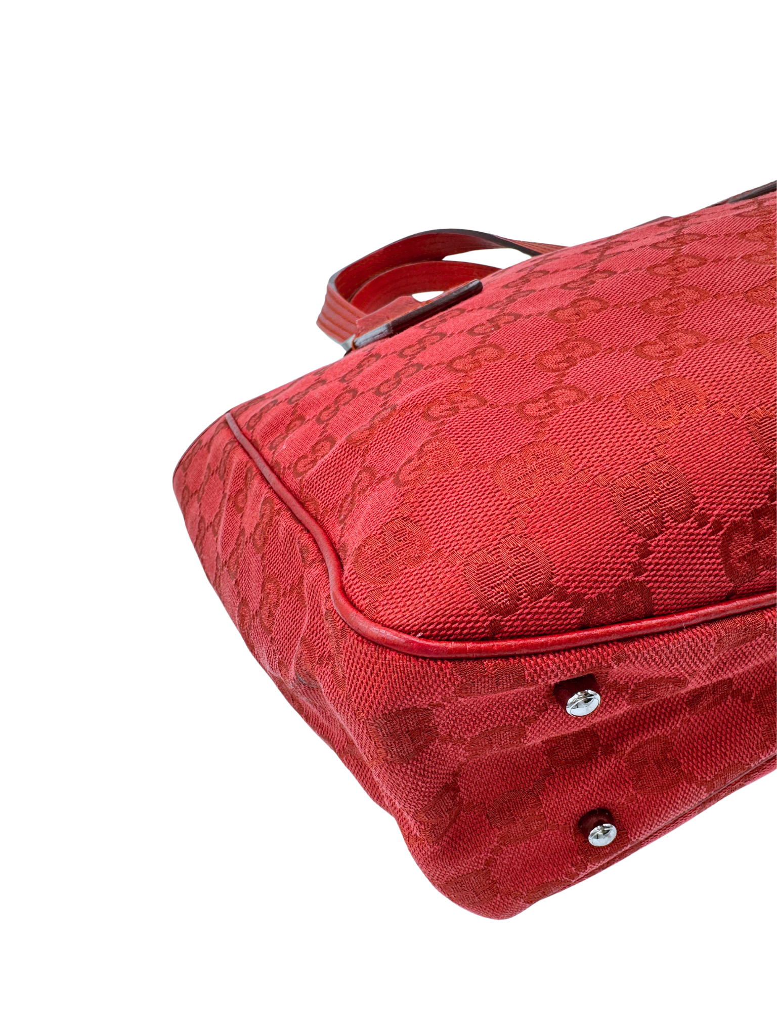 Small East-West Logo Shopping Tote Bag in Red Monogram GG Supreme Canvas