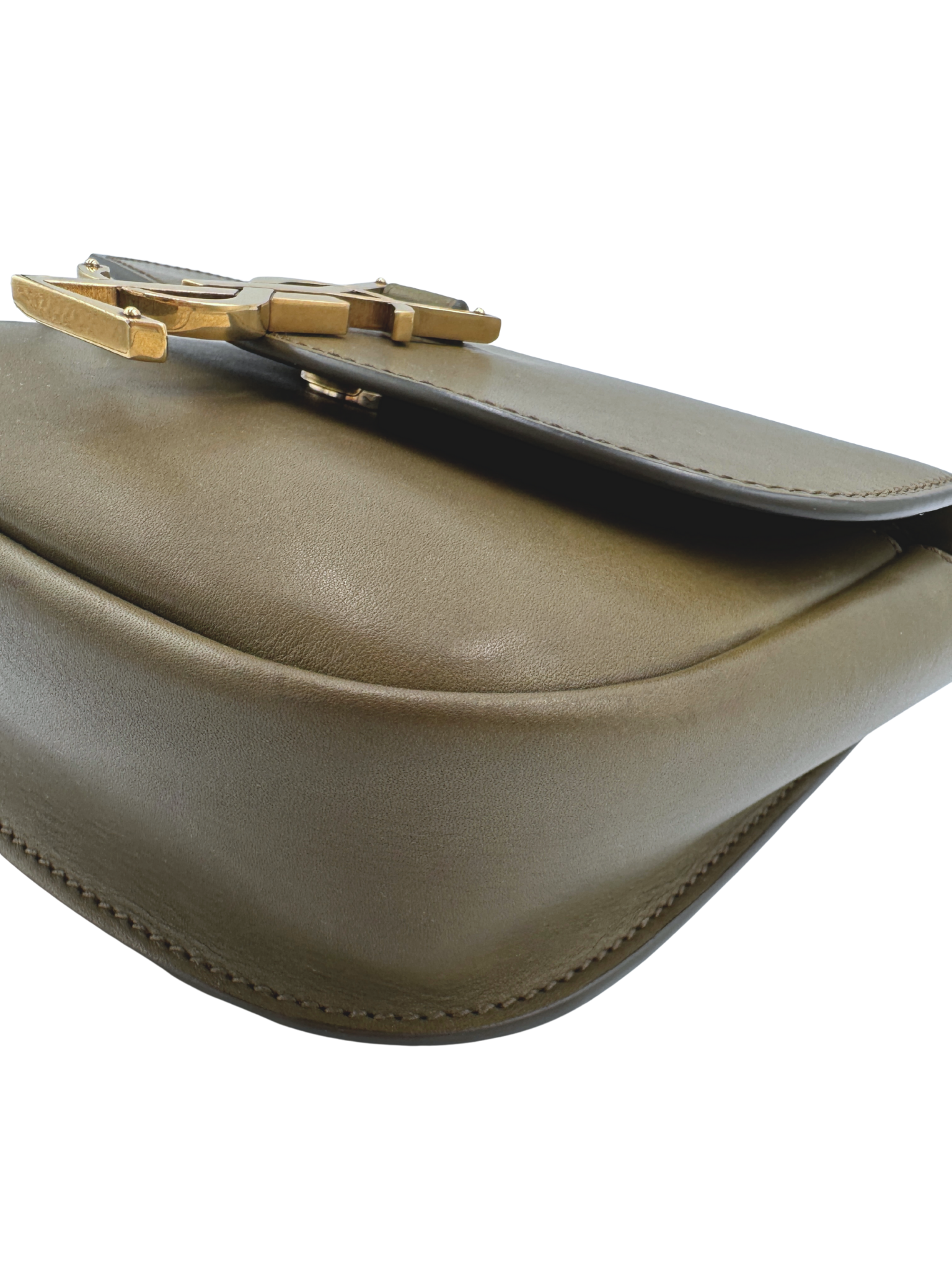 Small Kaia Crossbody Satchel Bag in Olive Green Leather
