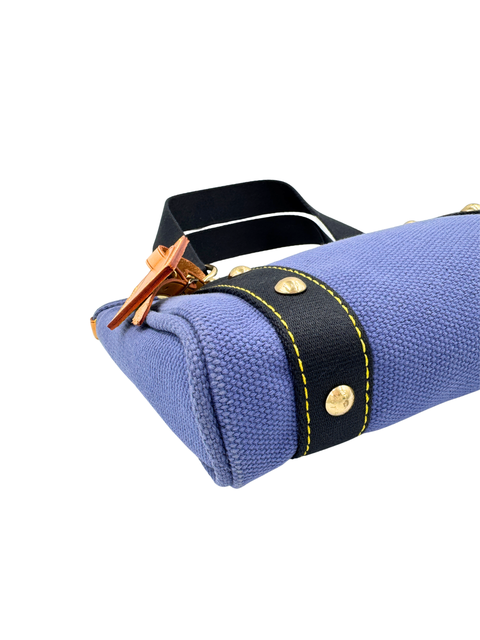 Small Shopping Tote Bag with Logo Plaque in Blue Canvas