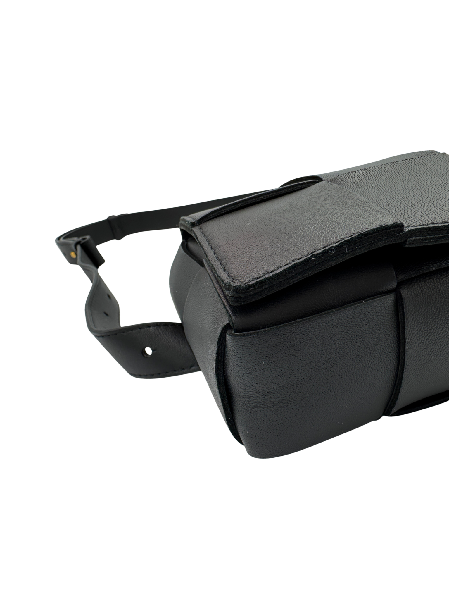 Cassette Belt Bag / Bum Bag in Black Maxi Intrecciato Woven Leather