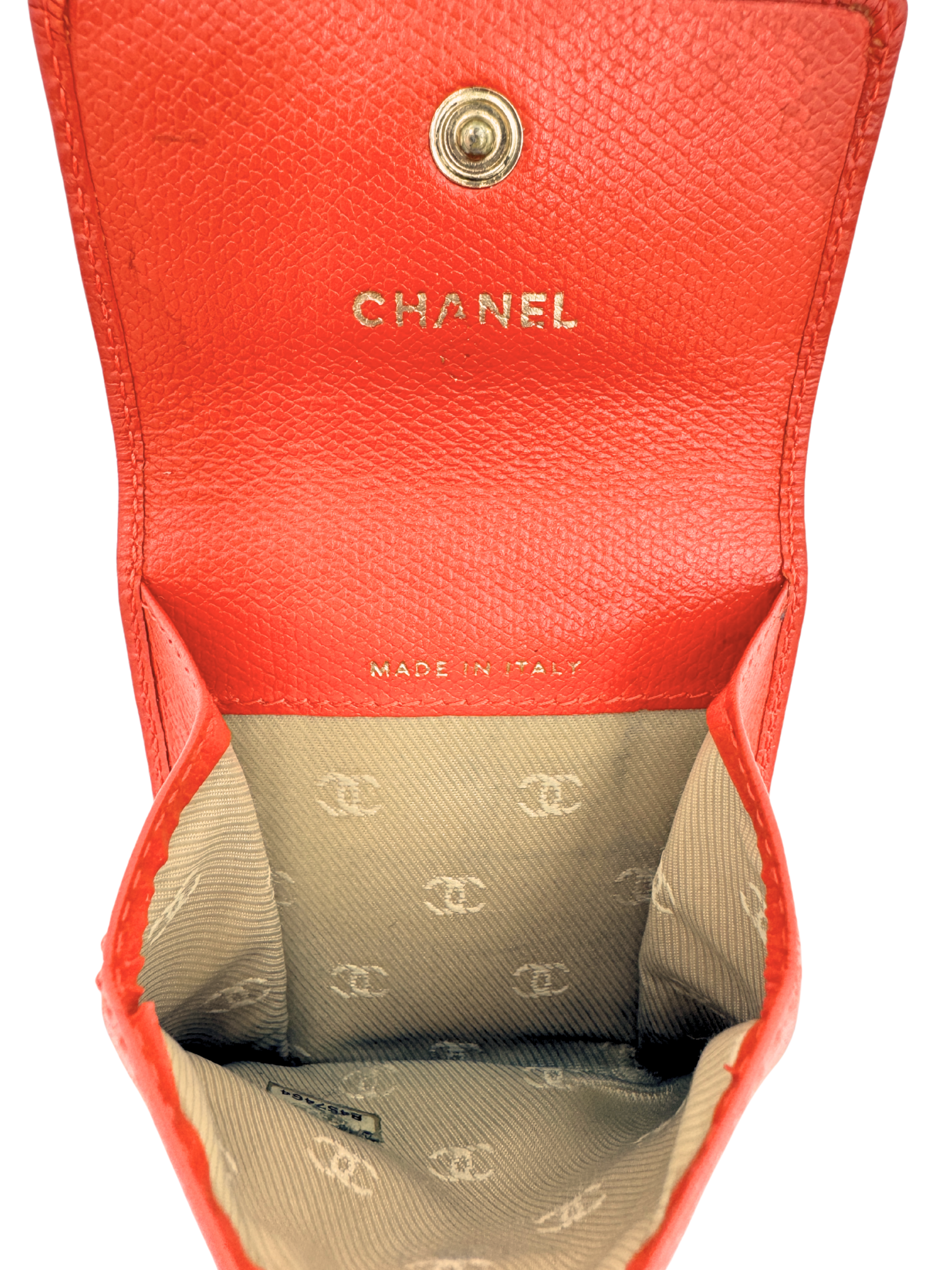 Vintage CC Compact Wallet in Orange Calfskin Leather