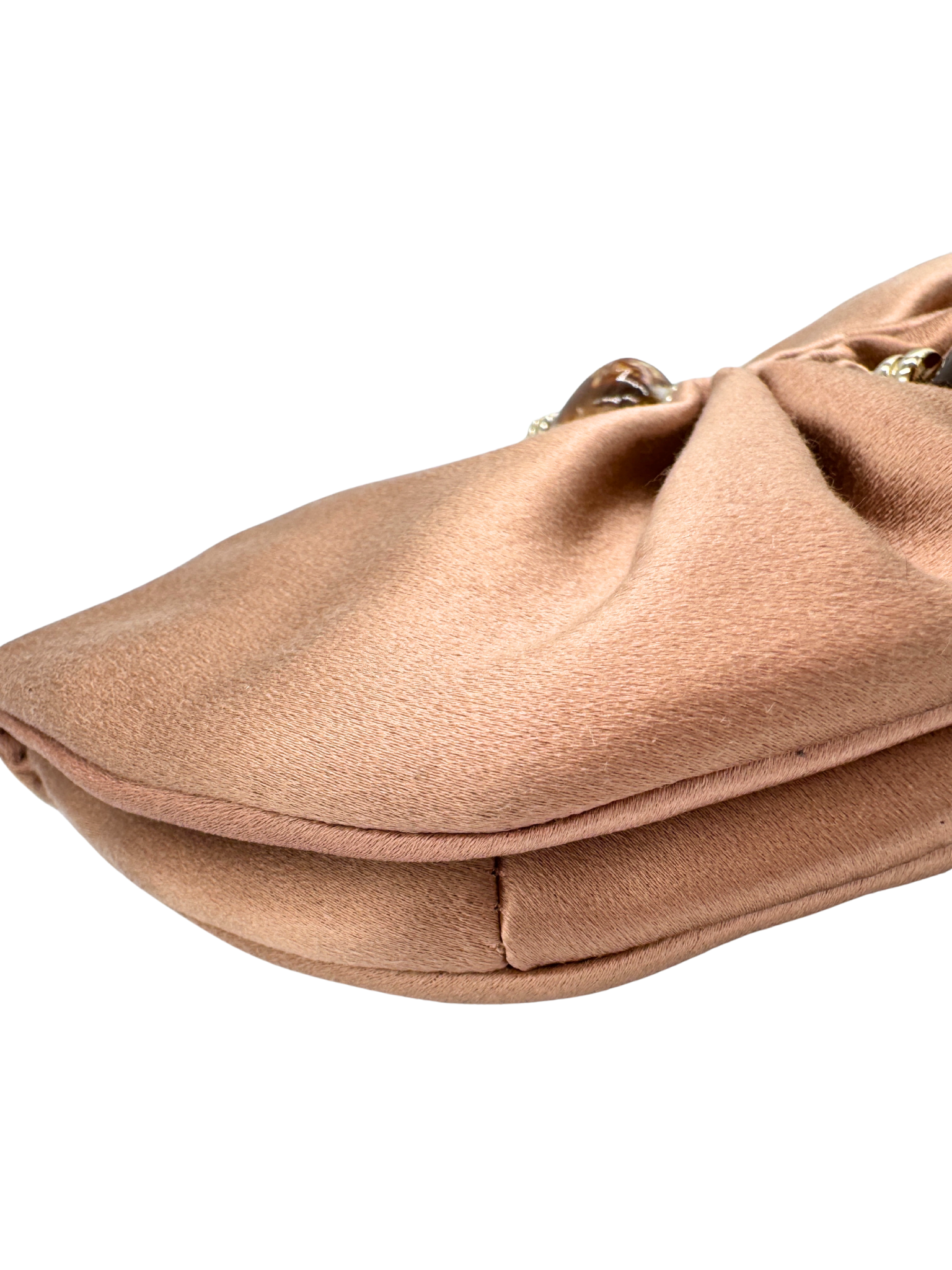 Vintage Embellished Evening Clutch in Blush Nude Satin