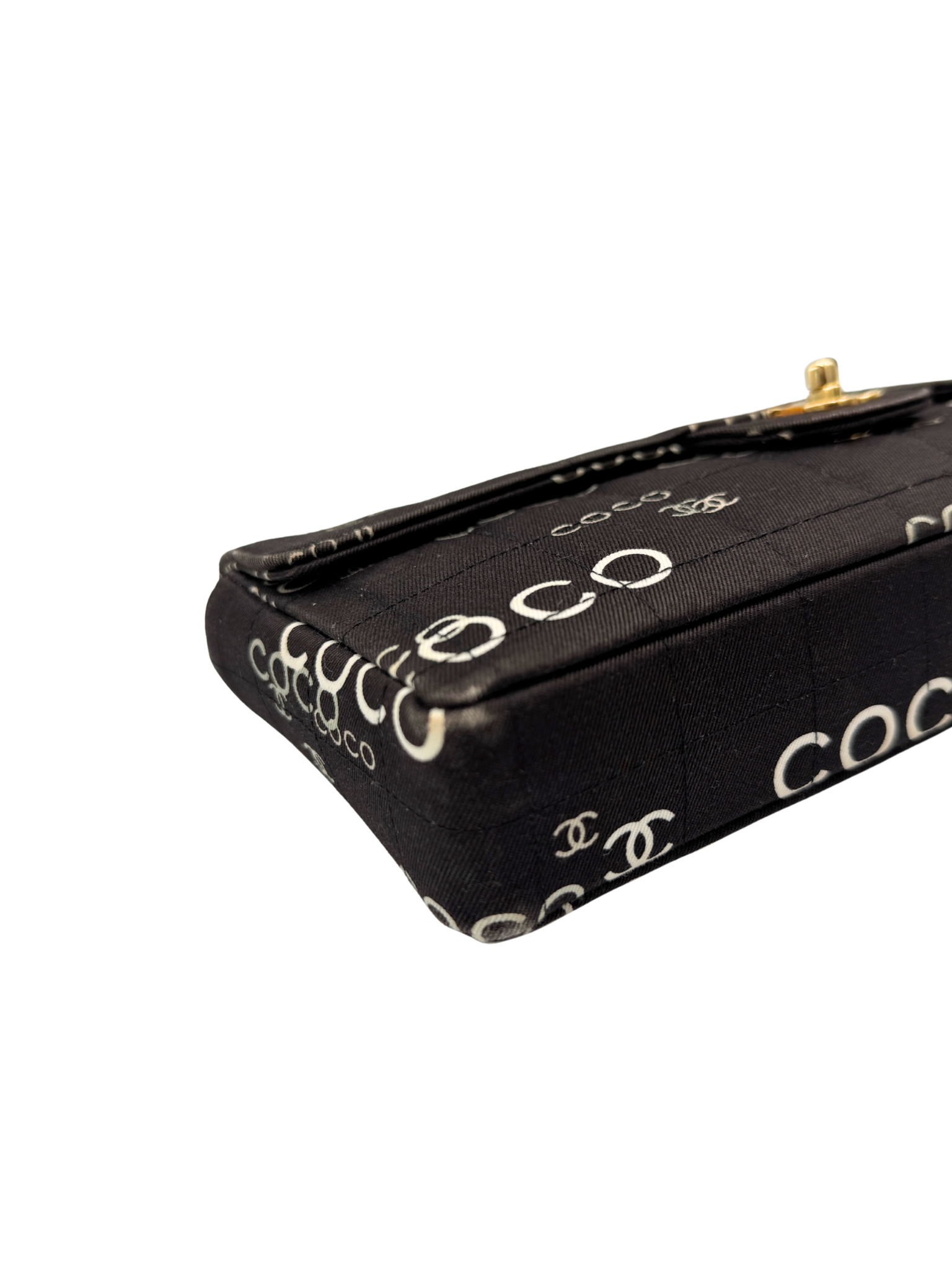 Vintage 2002 Karl Lagerfeld Era Coco Classic Chocolate Bar Single Flap Shoulder Bag in Black and White Logo Canvas (Copy)