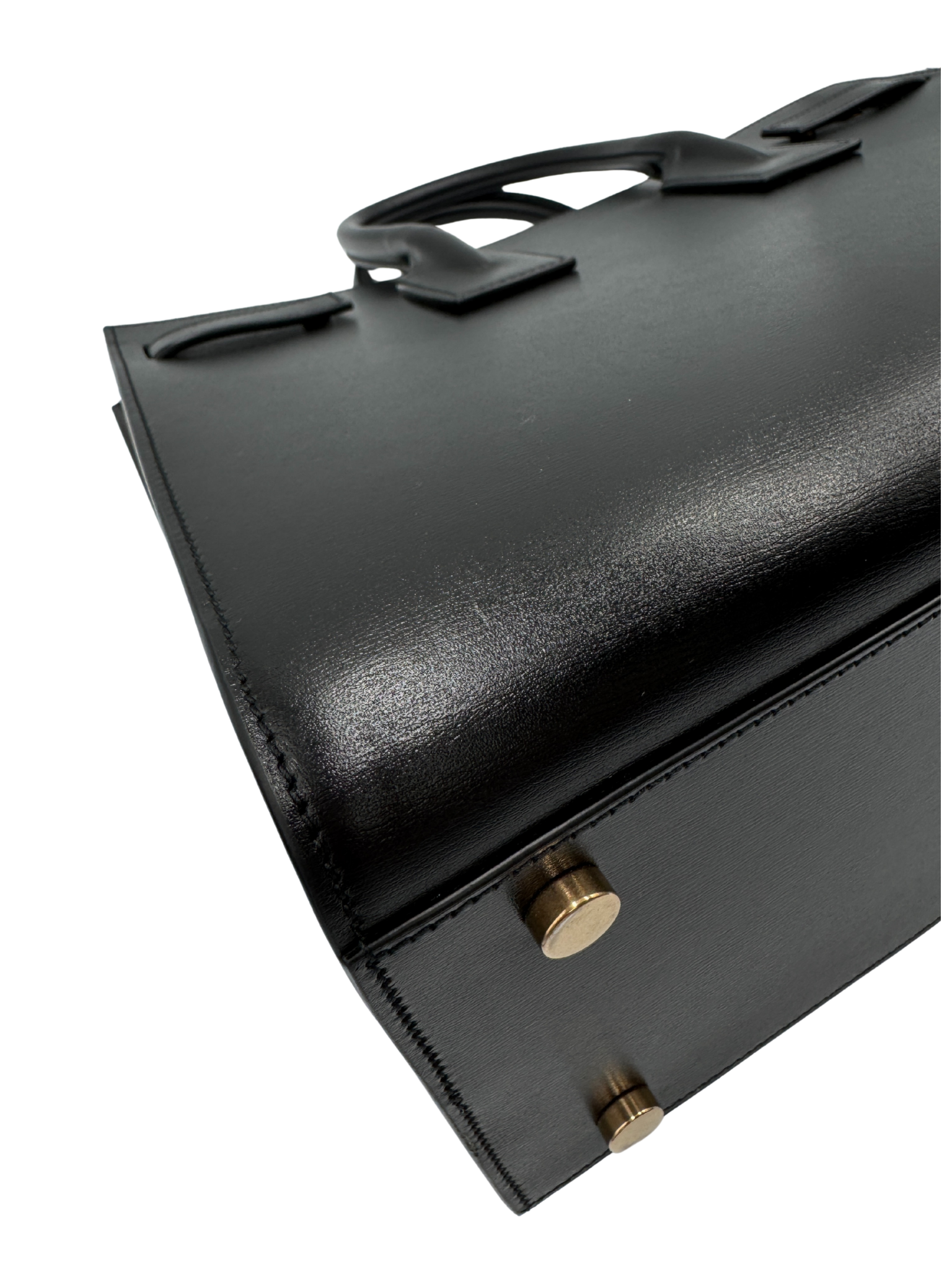 Small Sac De Jour Tote Bag with Removable Pouch Clutch in Black Smooth Calfskin Leather