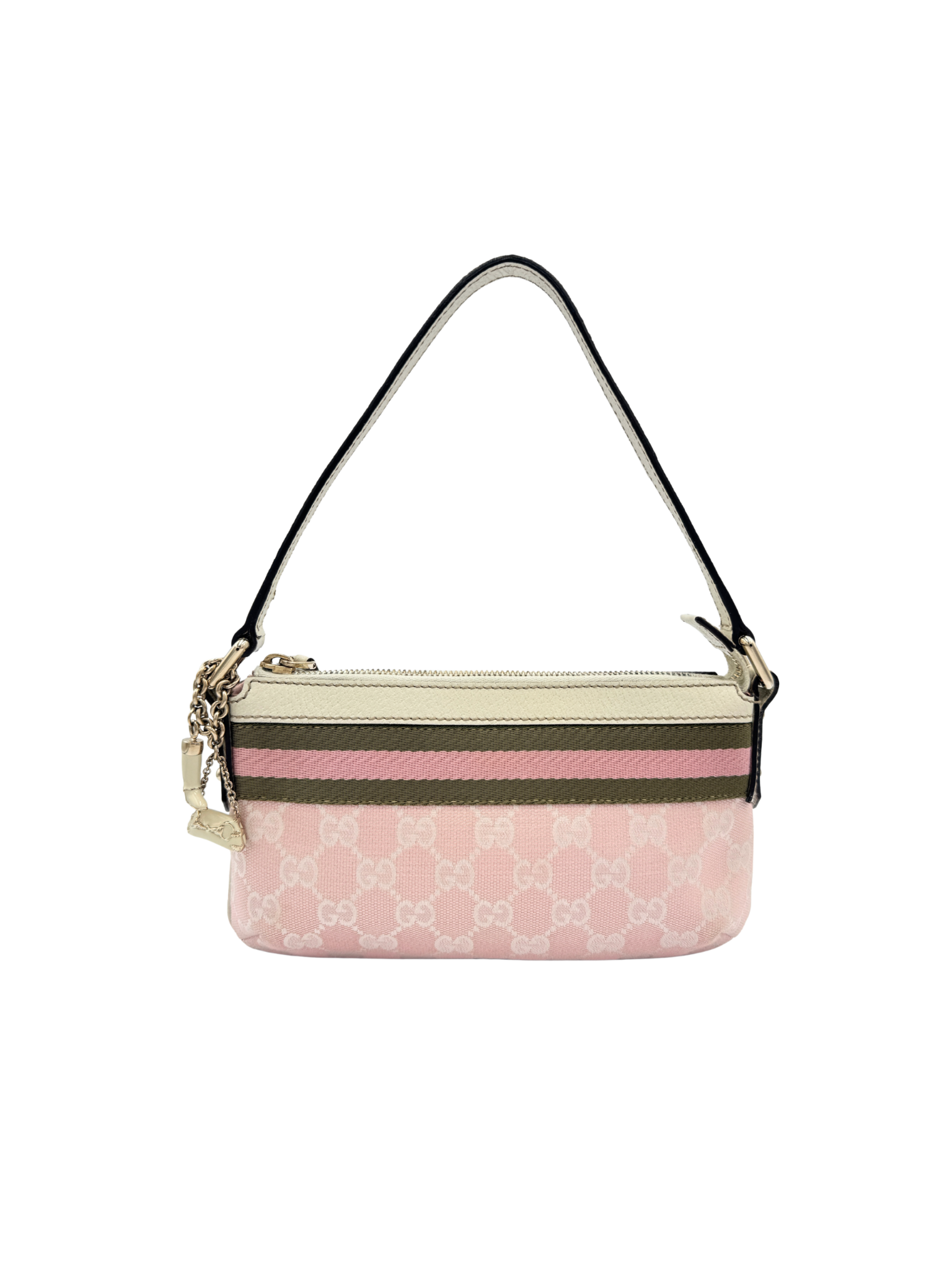 Pochette Shoulder Bag with Charms in Pink Monogram GG Logo Canvas
