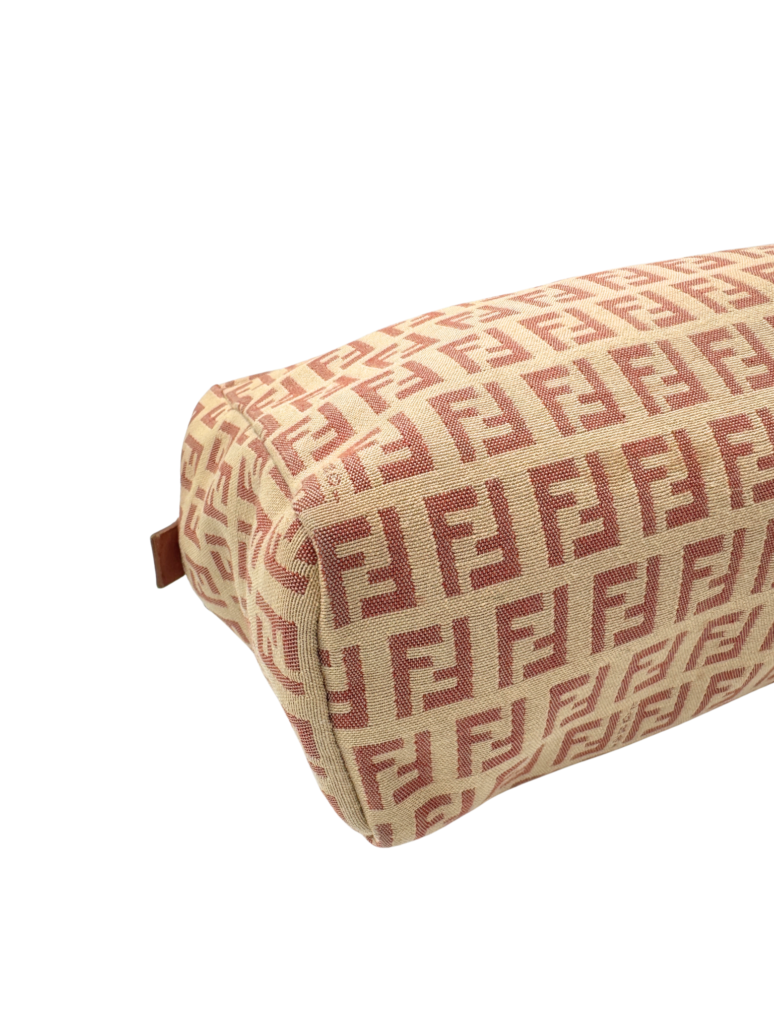 Fendi FF Monogram East-West Bauletto Bag in Pink and Ivory Canvas