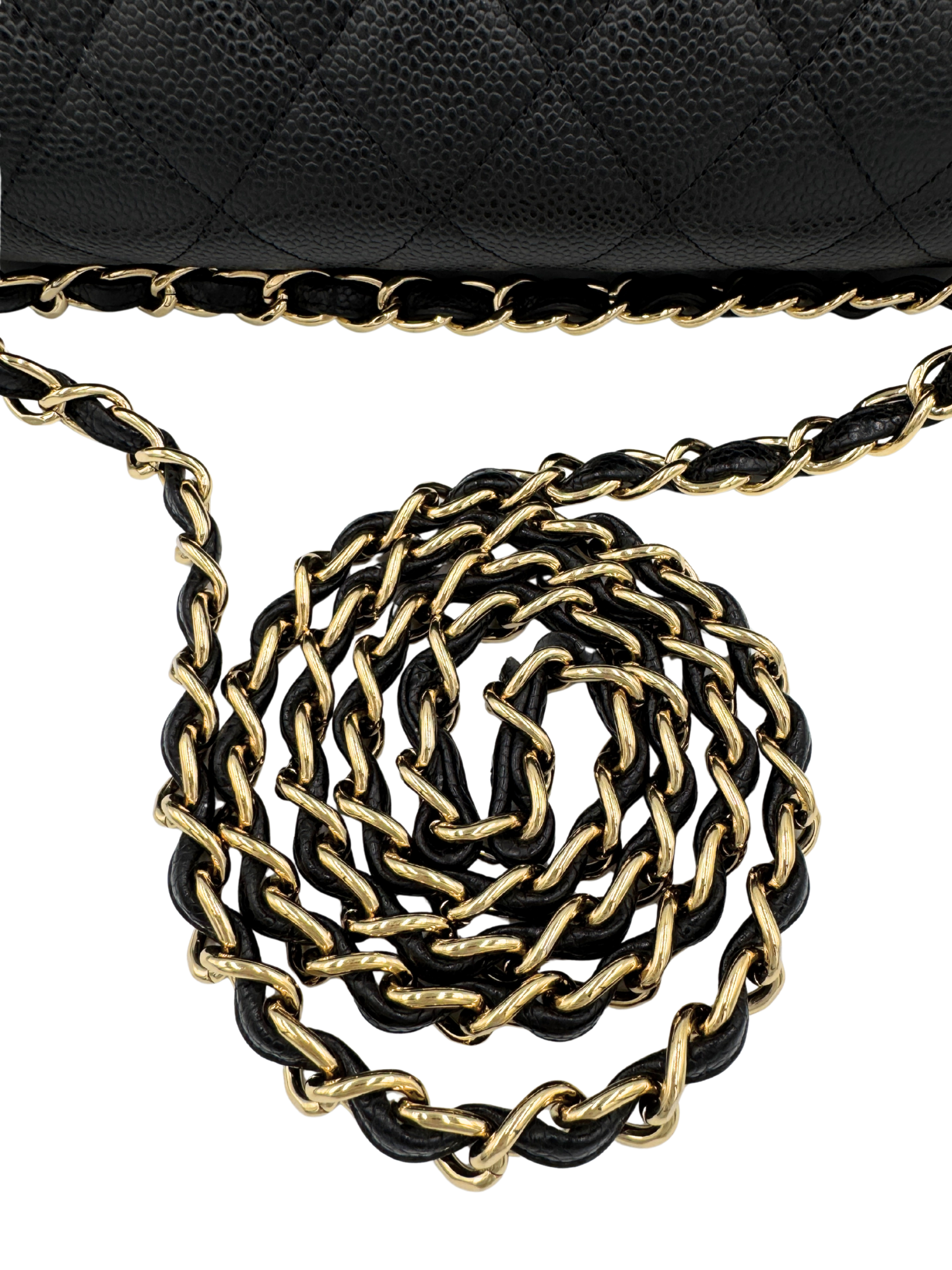 Quilted Jumbo Classic Double Flap Shoulder Bag in Black Caviar Leather