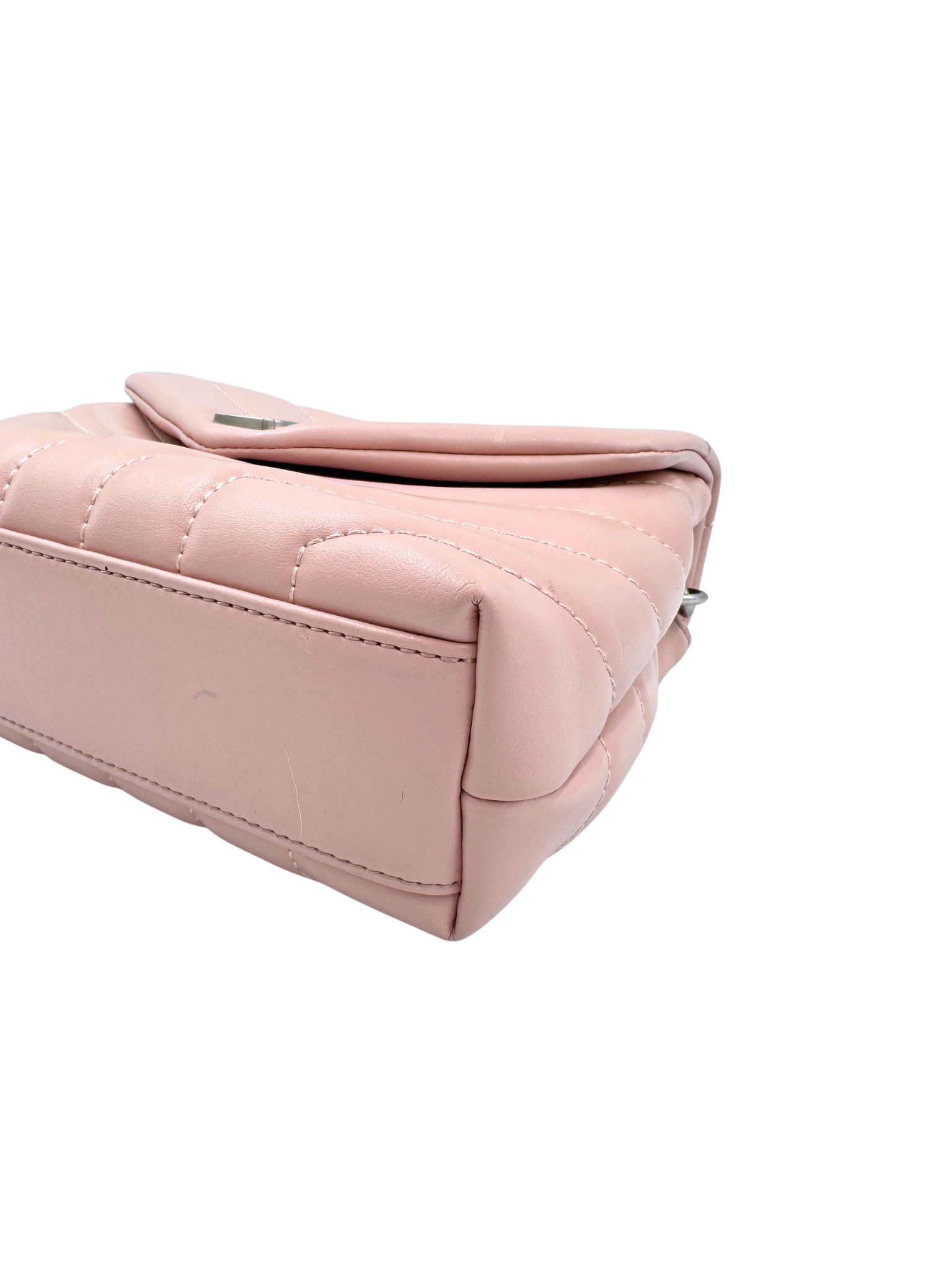 YSL Logo Small Loulou Quilted Shoulder Bag in Blush Nude Leather