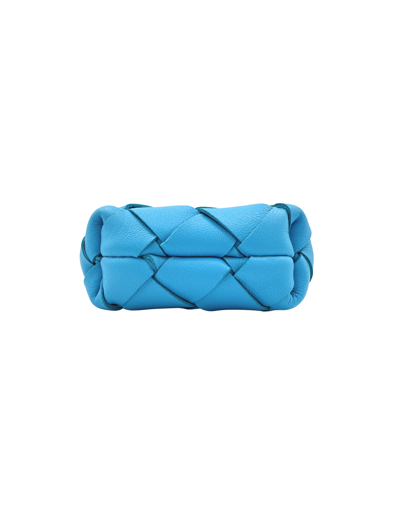 Mini Cabat Tote Bag Charm in Blue Intrecciato Woven Leather