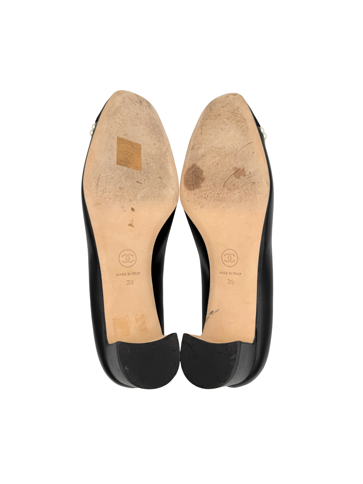 Size 39 2020 Pearl-Embellished CC Cap-Toe Pumps in Black Leather
