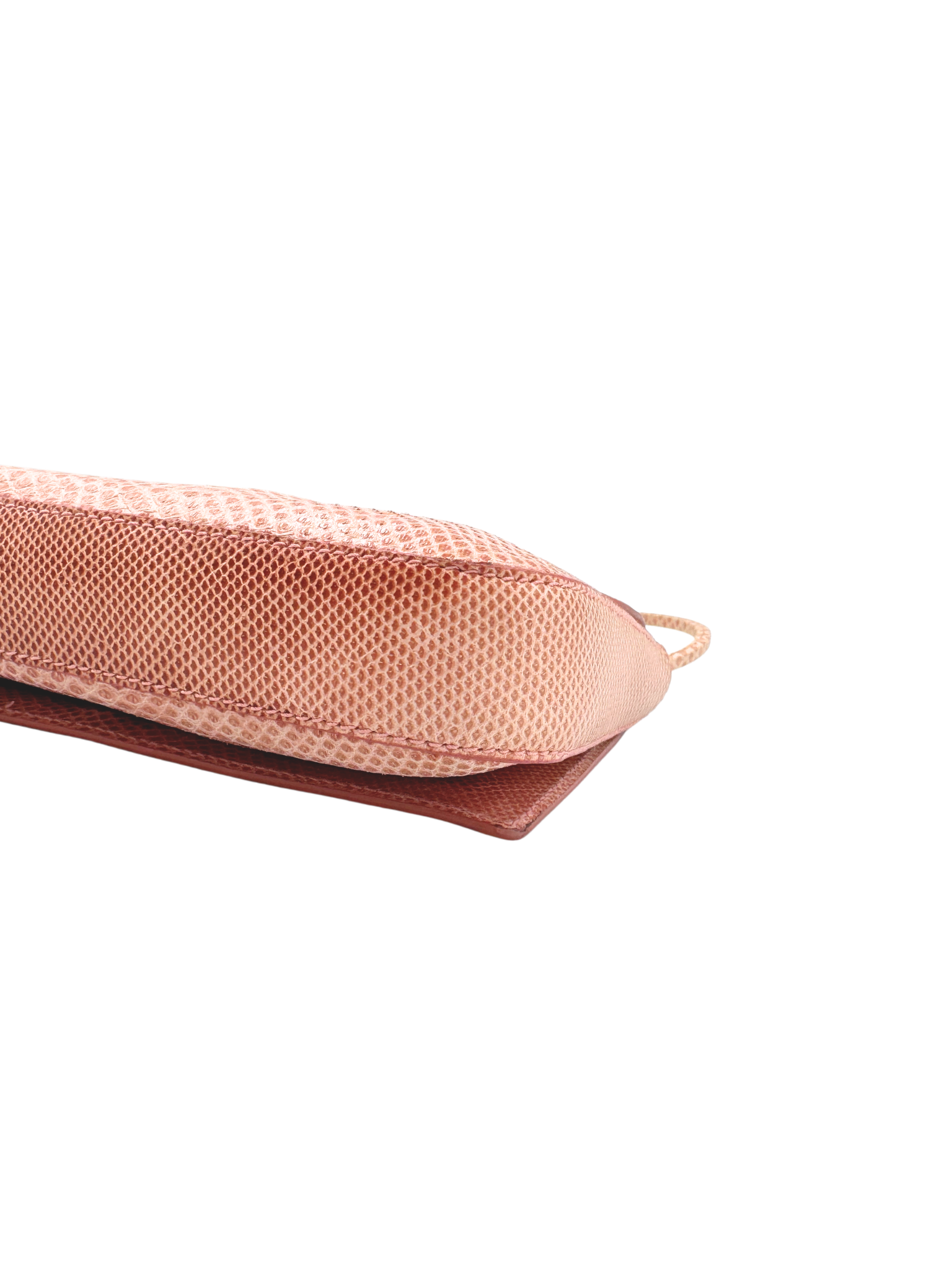 Vintage Tom Ford Era Lizard Metal Bar Shoulder Bag in Blush Pink Lizard