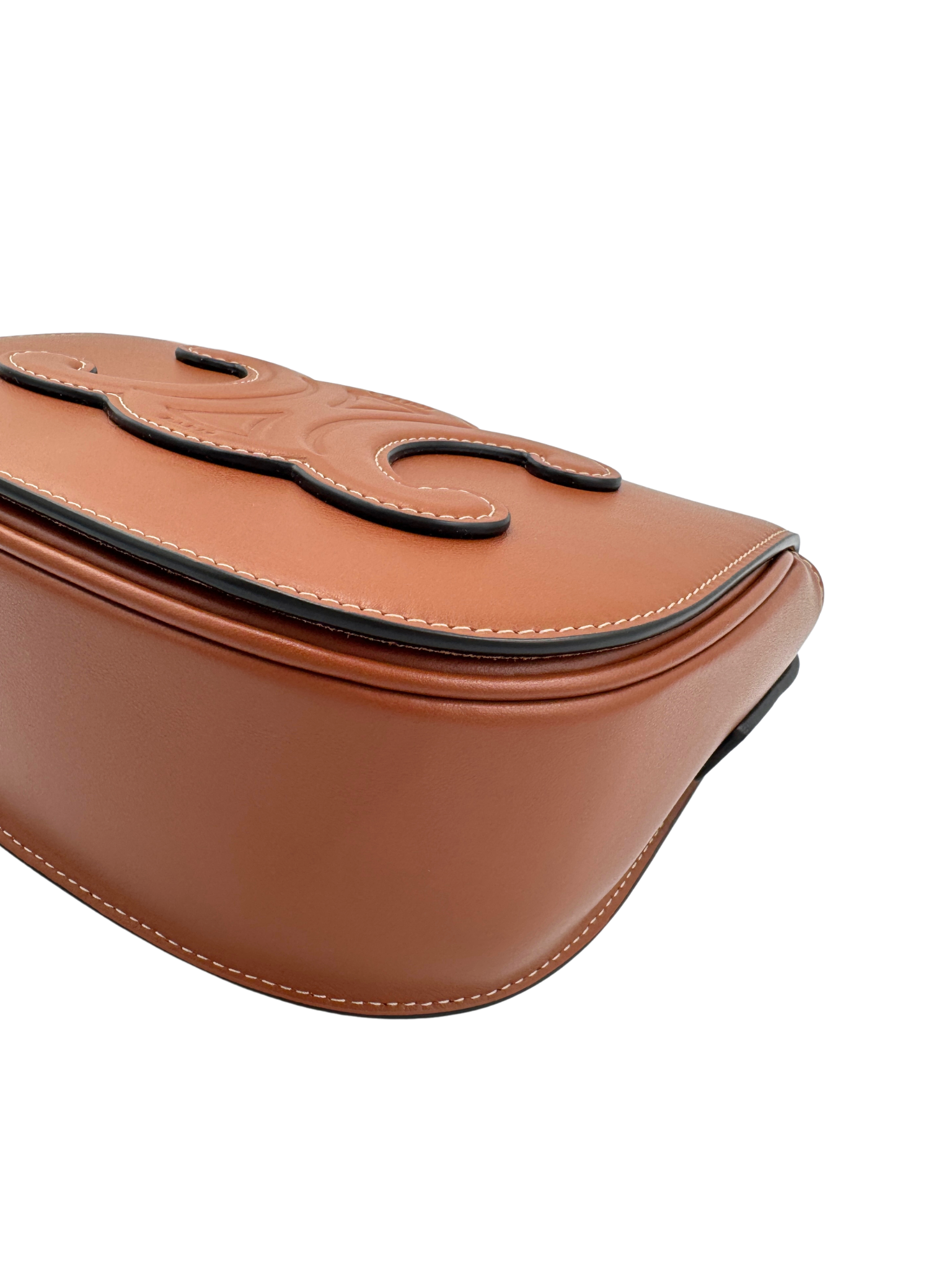 Triomphe Folco Cuir Crossbody Bag in Cognac Leather
