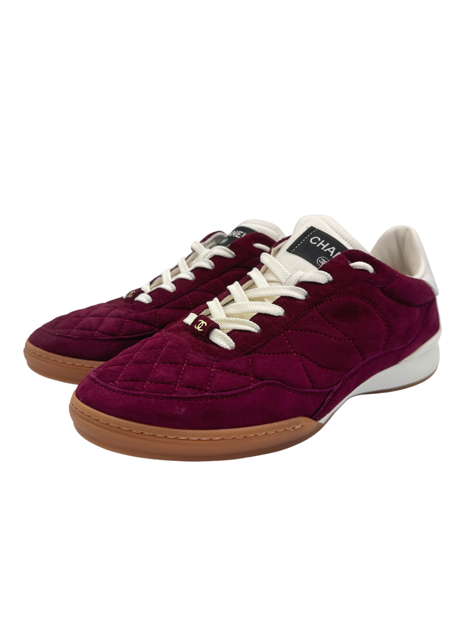 Size 40 Low Top CC Sneakers in Burgundy Suede