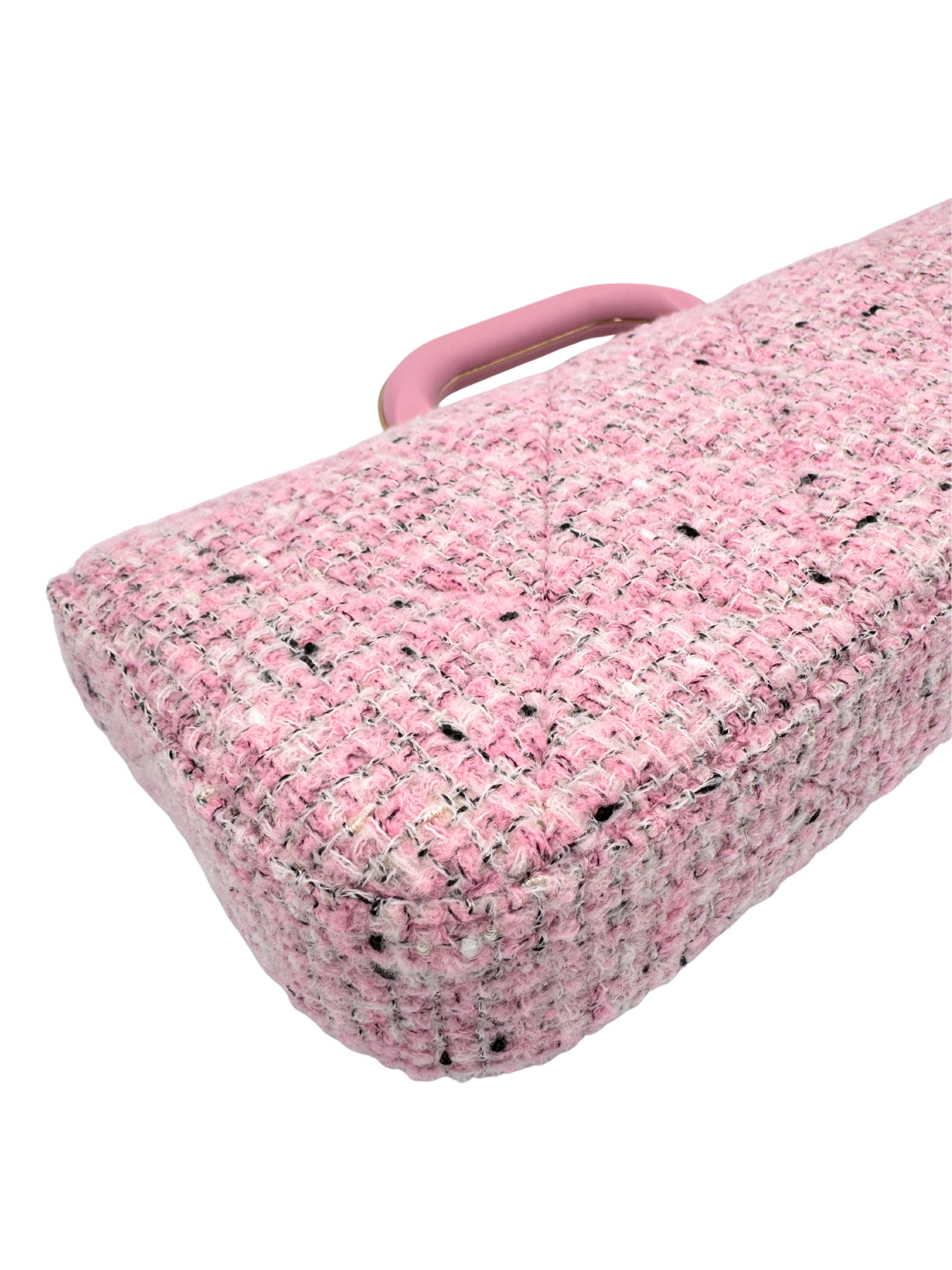 East-West Classic Flap Clutch Shoulder Bag in Pink Tweed (Cruise 2025/2026 Collection)