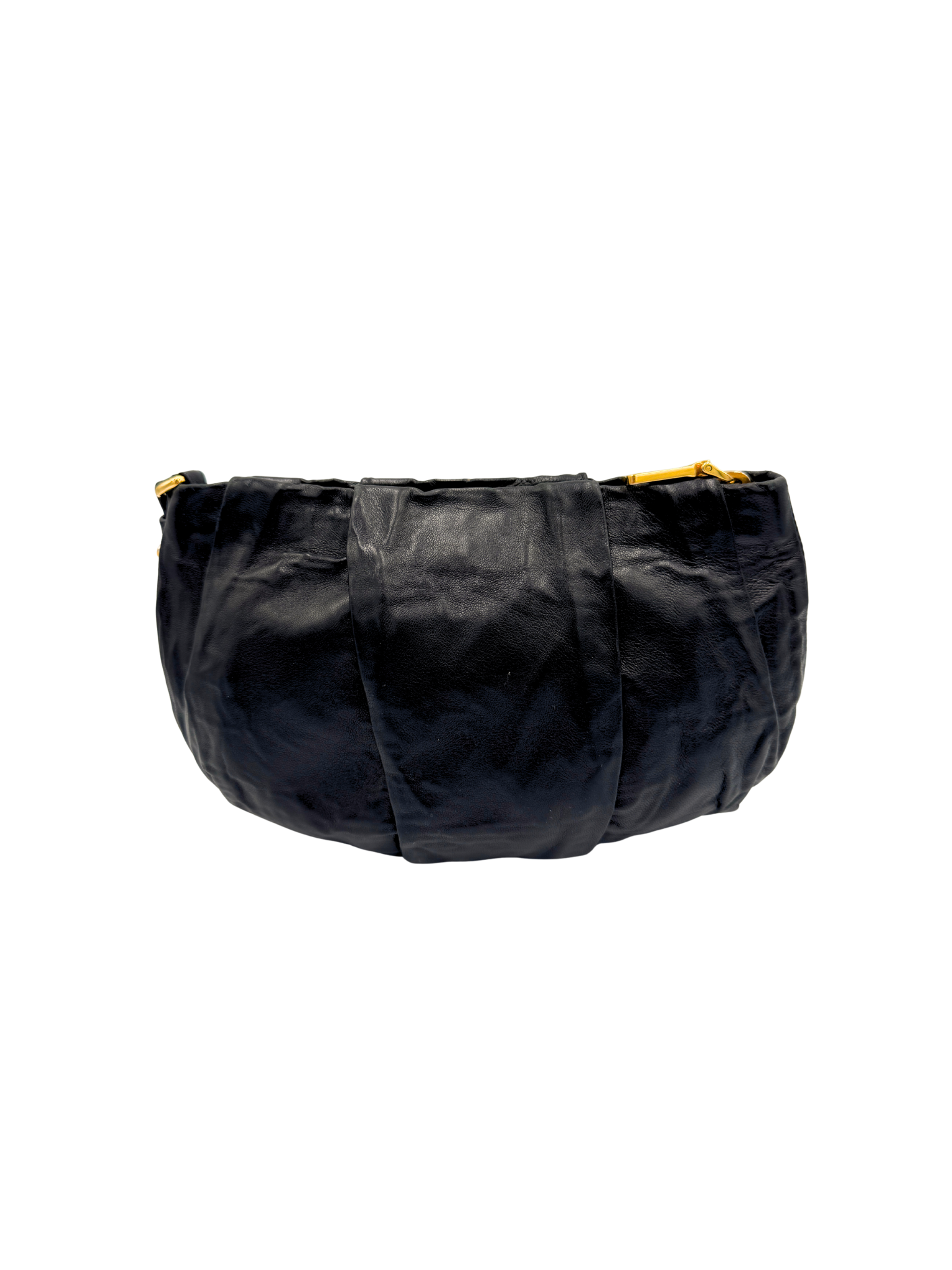 Prada Wristlet Clutch in Black Crinkled Leather