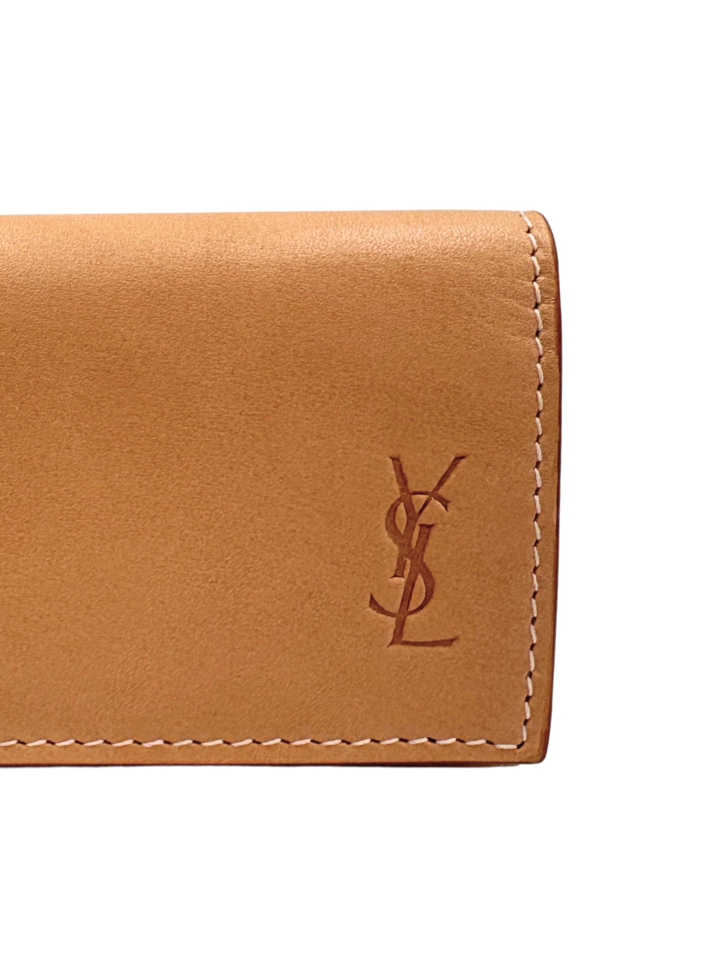 Saint Laurent Slim Key Case Pouch in Tan Smooth Leather