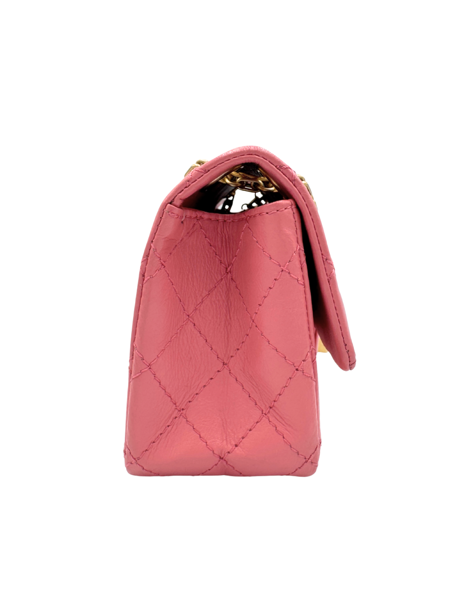 Classic Quilted Mini Reissue 2.55 Rectangular Flap Bag in Pink Aged Calfskin Leather