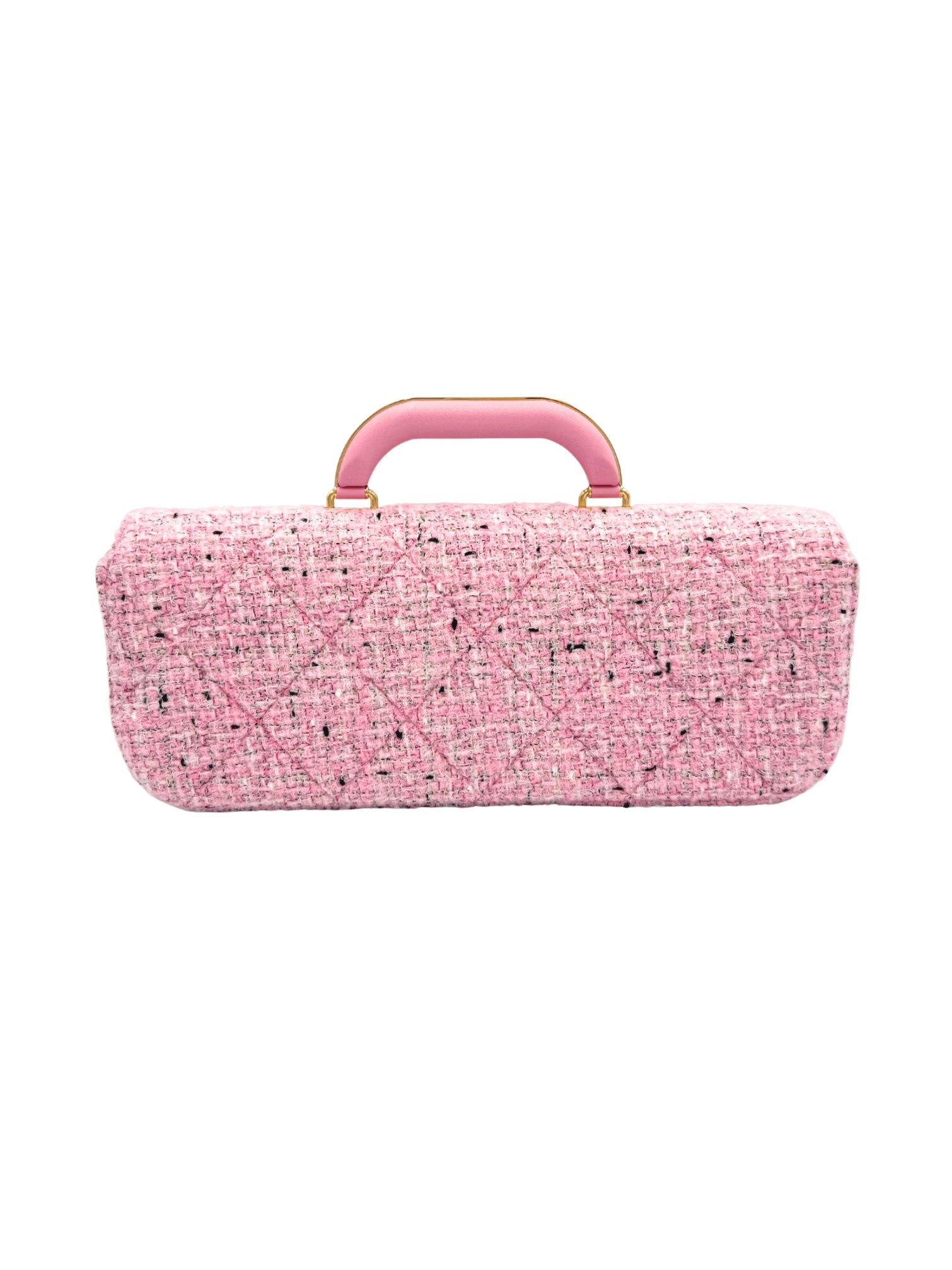 East-West Classic Flap Clutch Shoulder Bag in Pink Tweed (Cruise 2025/2026 Collection)