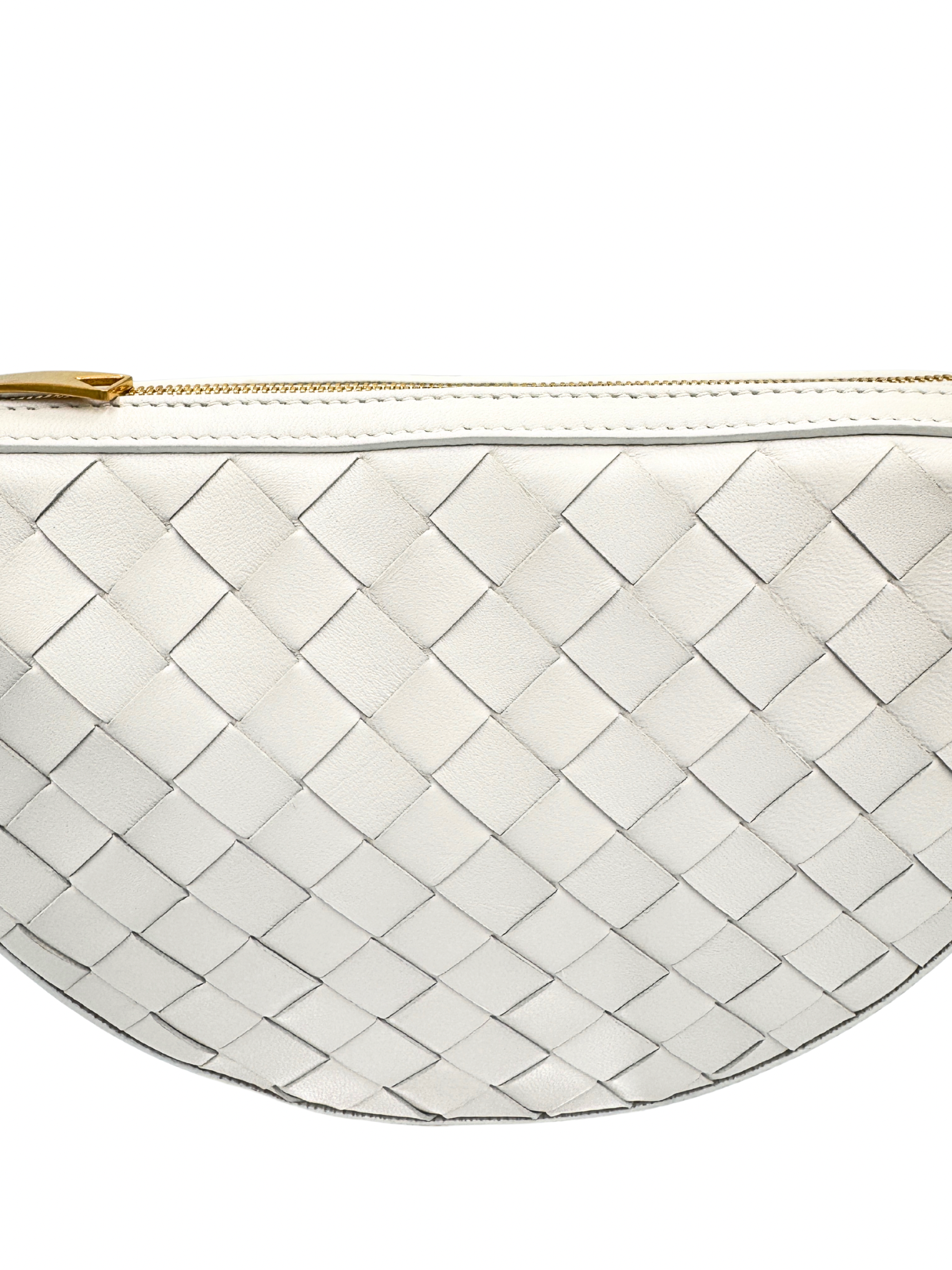 Mini Sunrise Shoulder Bag in White Intrecciato Leather