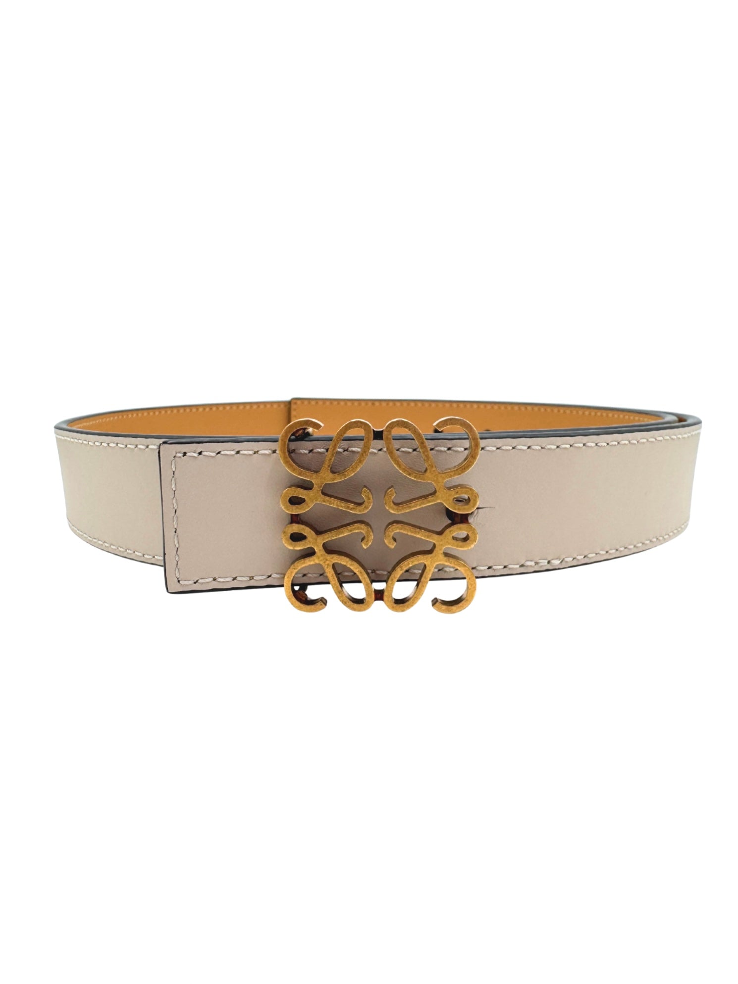 Size 80 Reversible Anagram Logo Belt in Tan & Sand Smooth Calfskin Leather