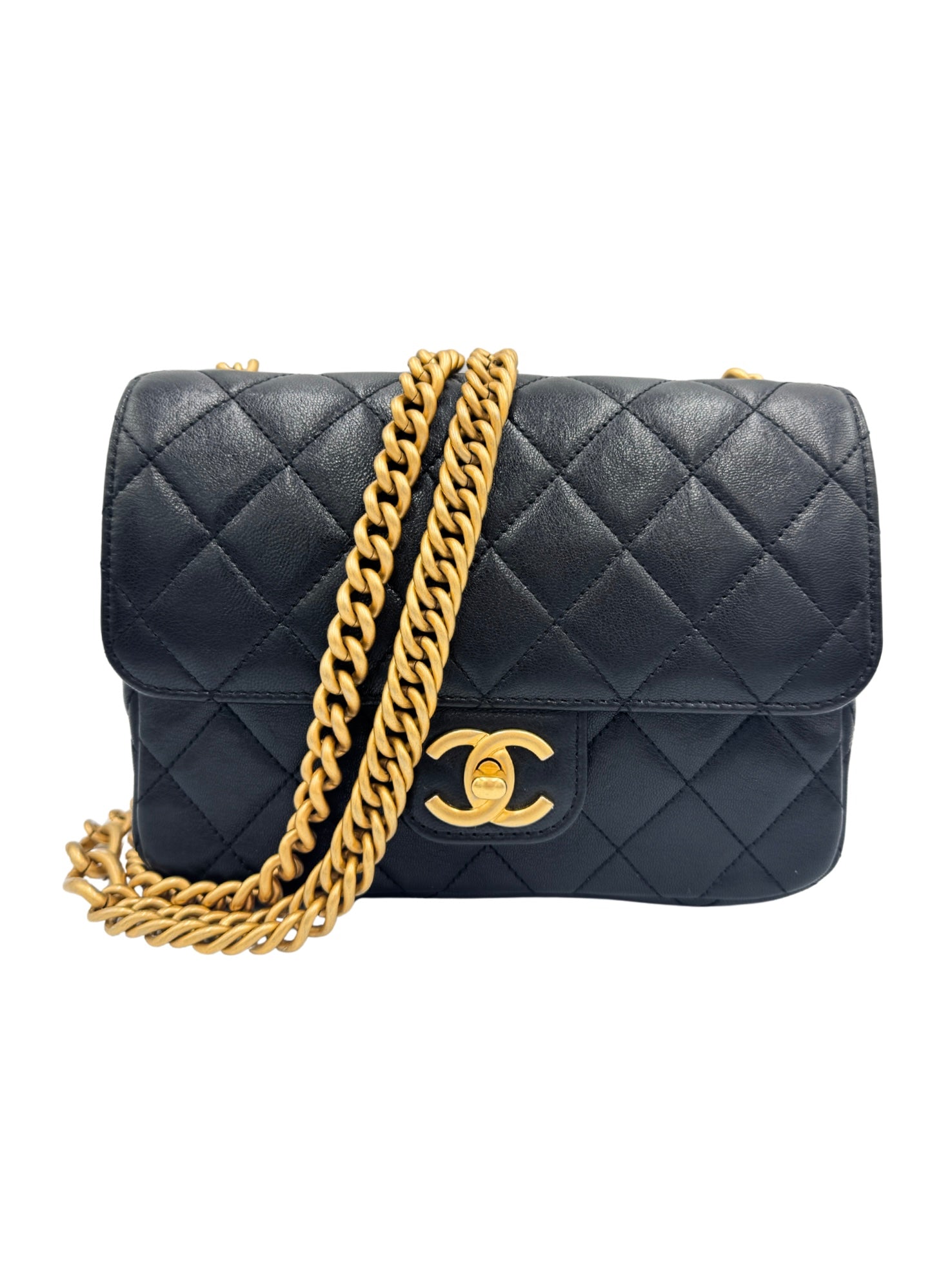 Quilted Classic Single Flap Bag in Black Calfskin Leather