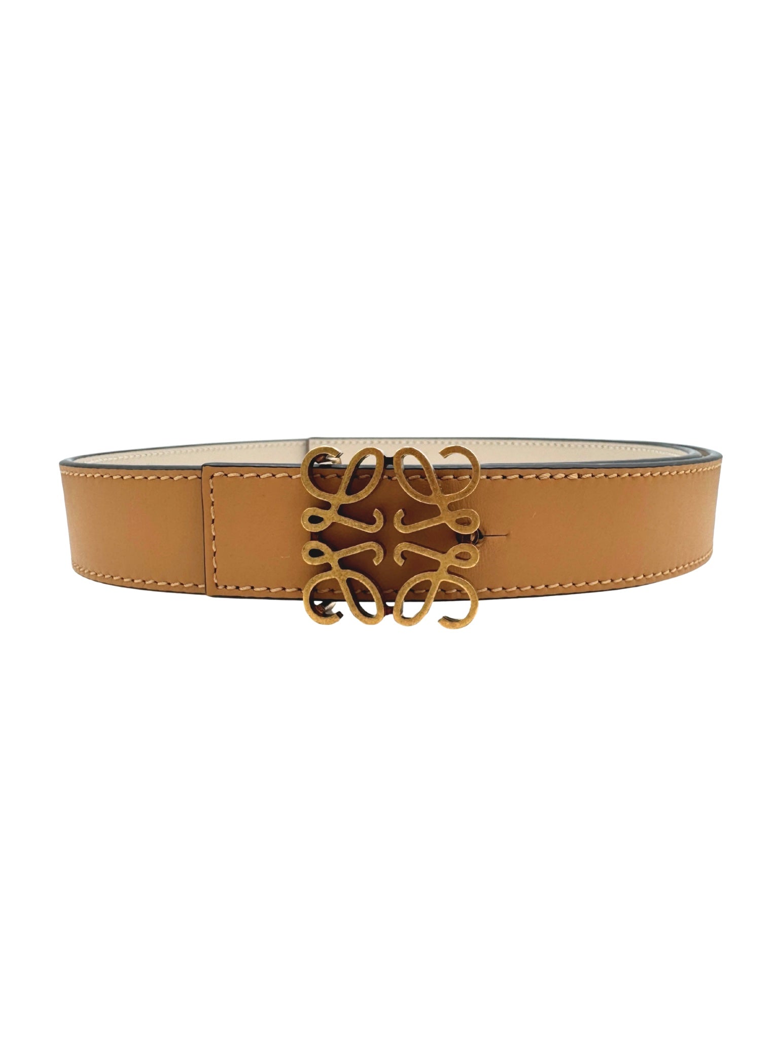 Size 80 Reversible Anagram Logo Belt in Tan & Sand Smooth Calfskin Leather