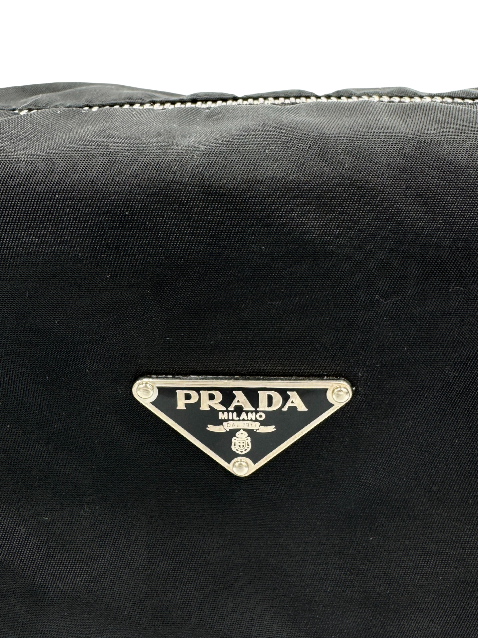 Classic Shoulder Bag in Black Nylon & Leather