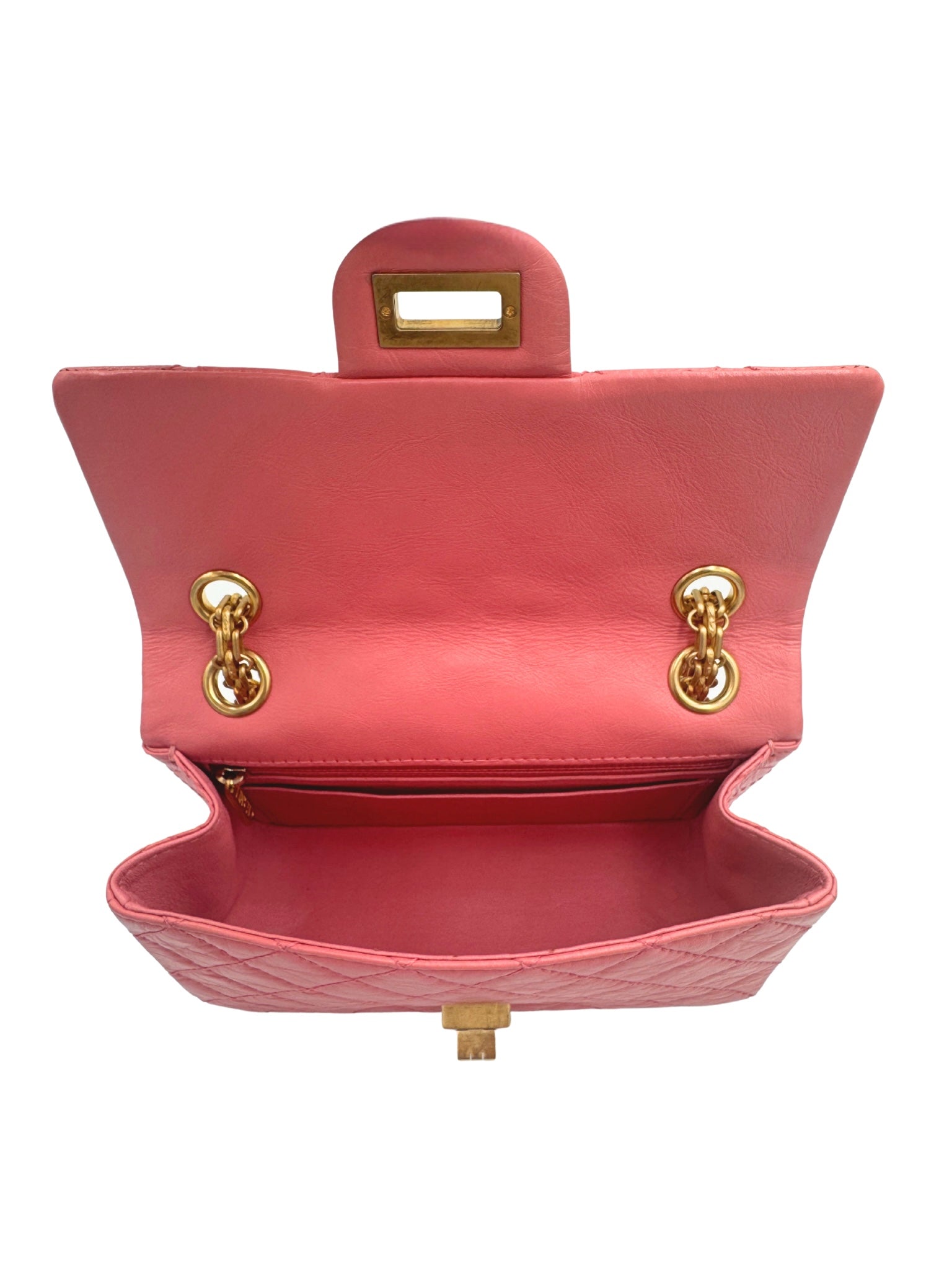 Classic Quilted Mini Reissue 2.55 Rectangular Flap Bag in Pink Aged Calfskin Leather