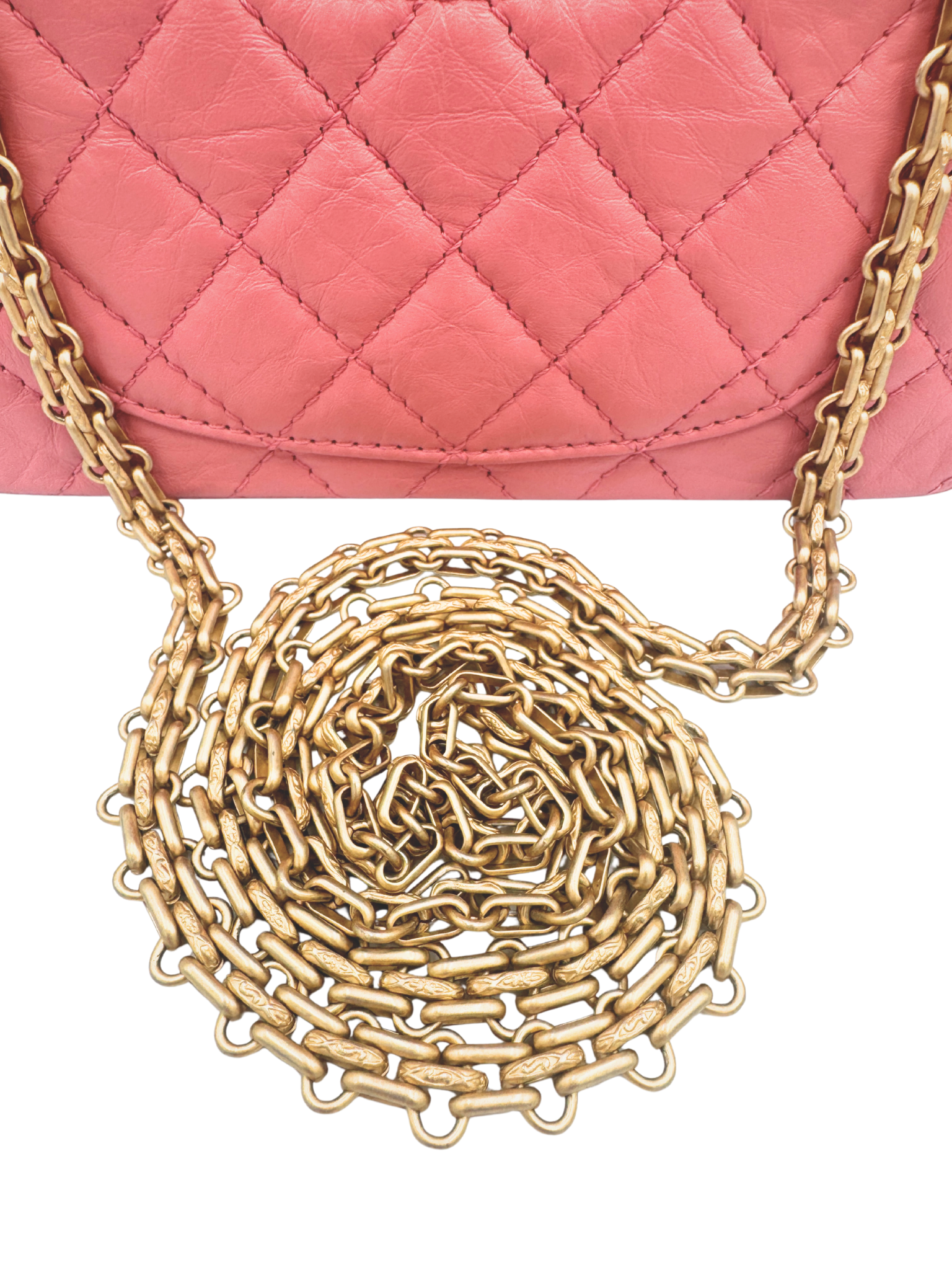 Classic Quilted Mini Reissue 2.55 Rectangular Flap Bag in Pink Aged Calfskin Leather