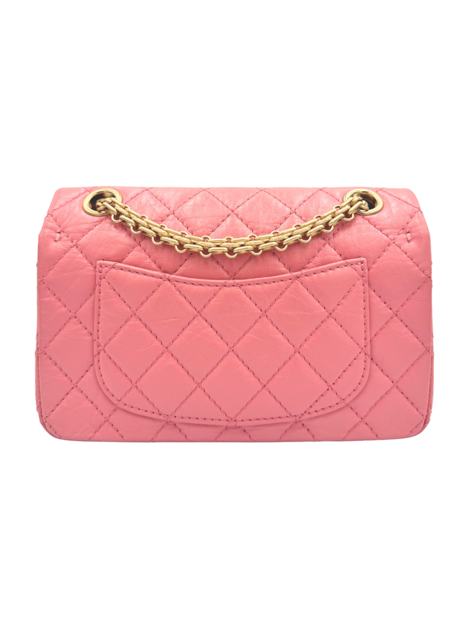 Classic Quilted Mini Reissue 2.55 Rectangular Flap Bag in Pink Aged Calfskin Leather