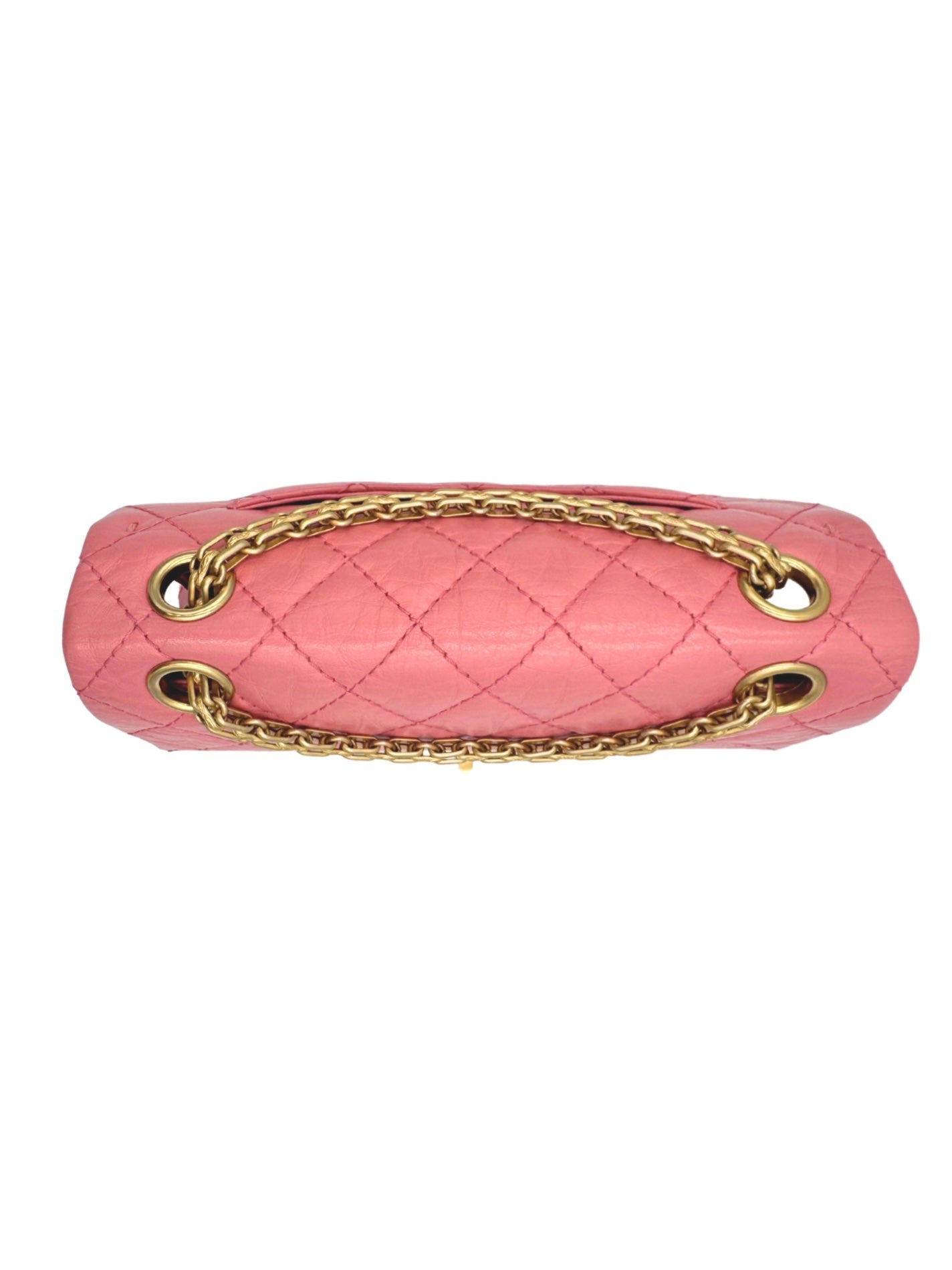 Classic Quilted Mini Reissue 2.55 Rectangular Flap Bag in Pink Aged Calfskin Leather