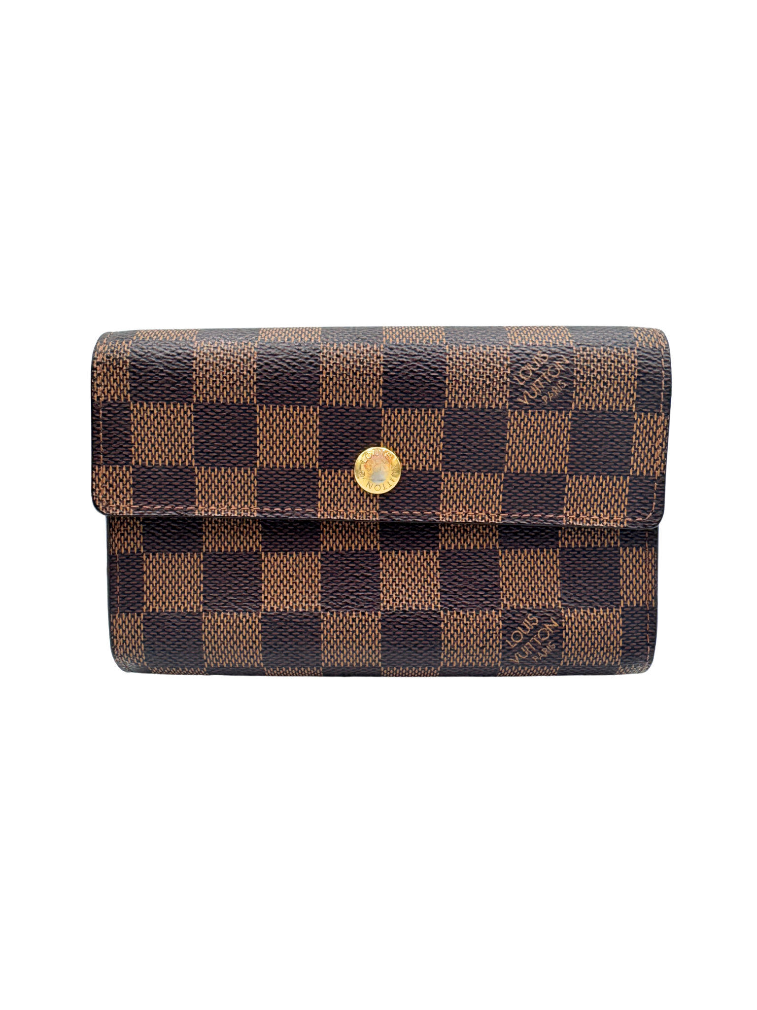 Vintage LV Porte-Tresor Etui Papier Tri-Fold Wallet in Damier Ebene Coated Canvas