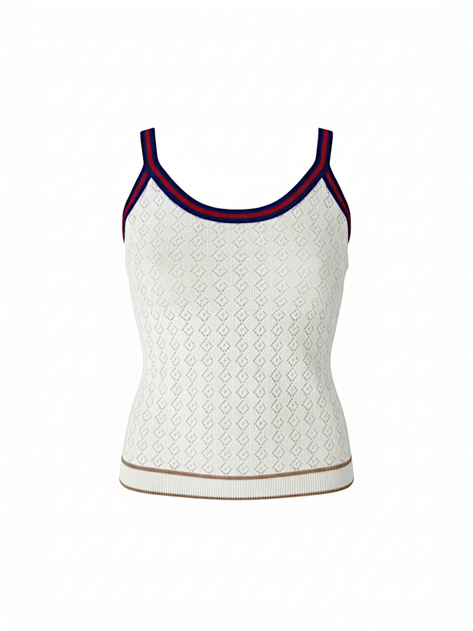 Size XXL GG Monogram Tank Top in Ivory Knit with Gucci Web Trim