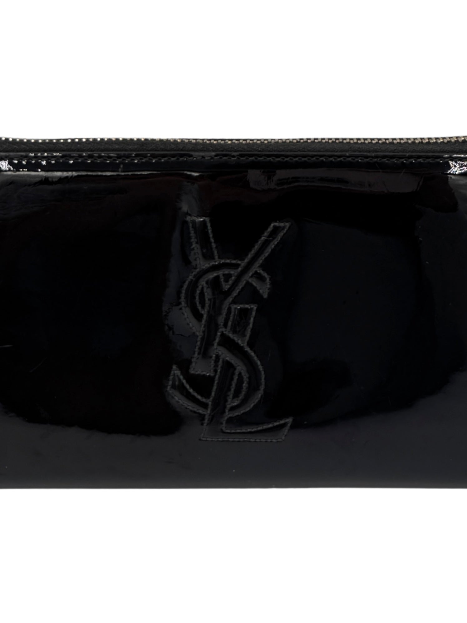 YSL Logo Continental Ziparound Wallet in Black Patent Leather